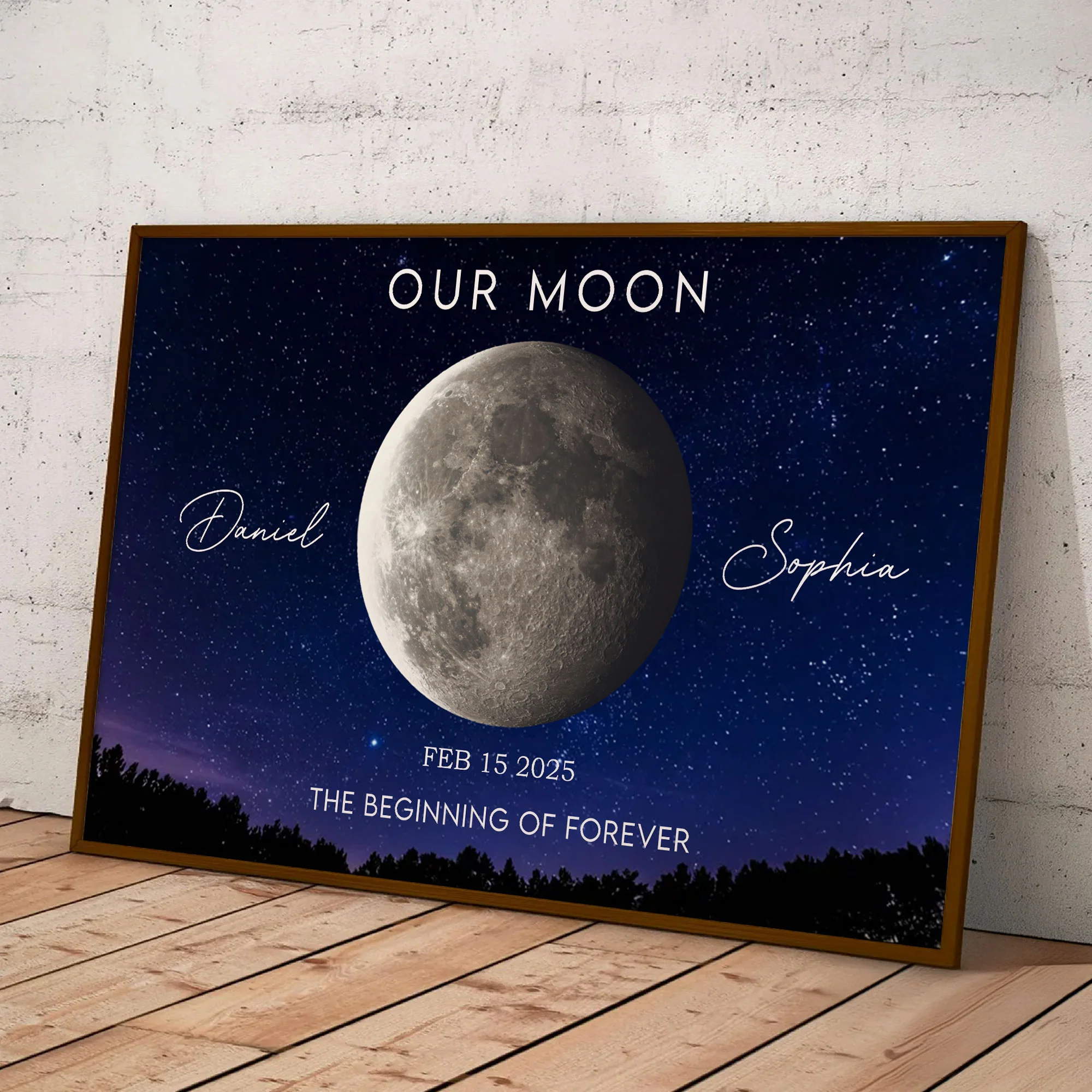 Our Moon Phase The Beginning Of Forever Anniversary Valentine's Day Gift - Personalized Poster - Image 3