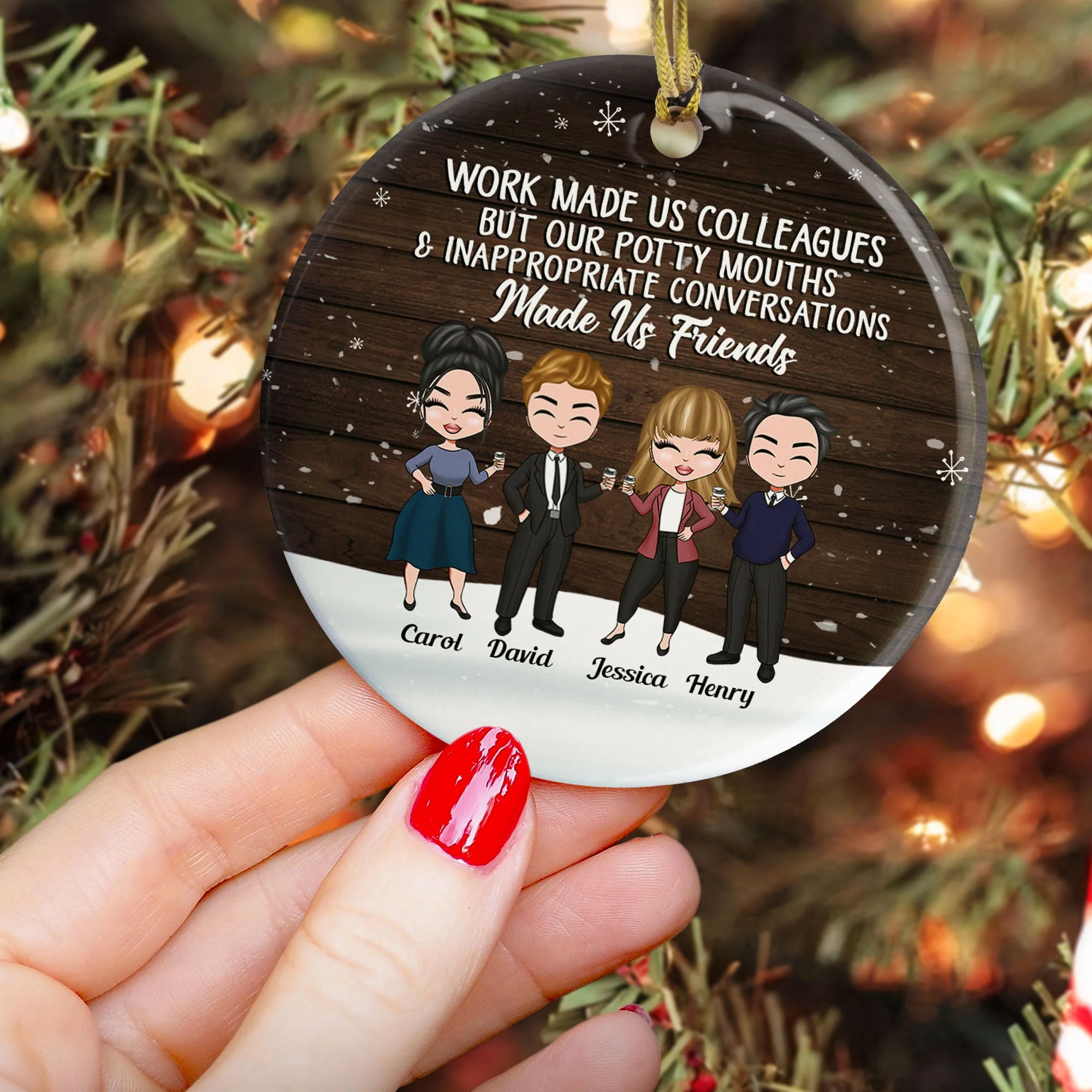 Our Potty Mouths Made Us Friends - Personalized Ceramic Ornament - Christmas Gift For Colleagues - Image 3