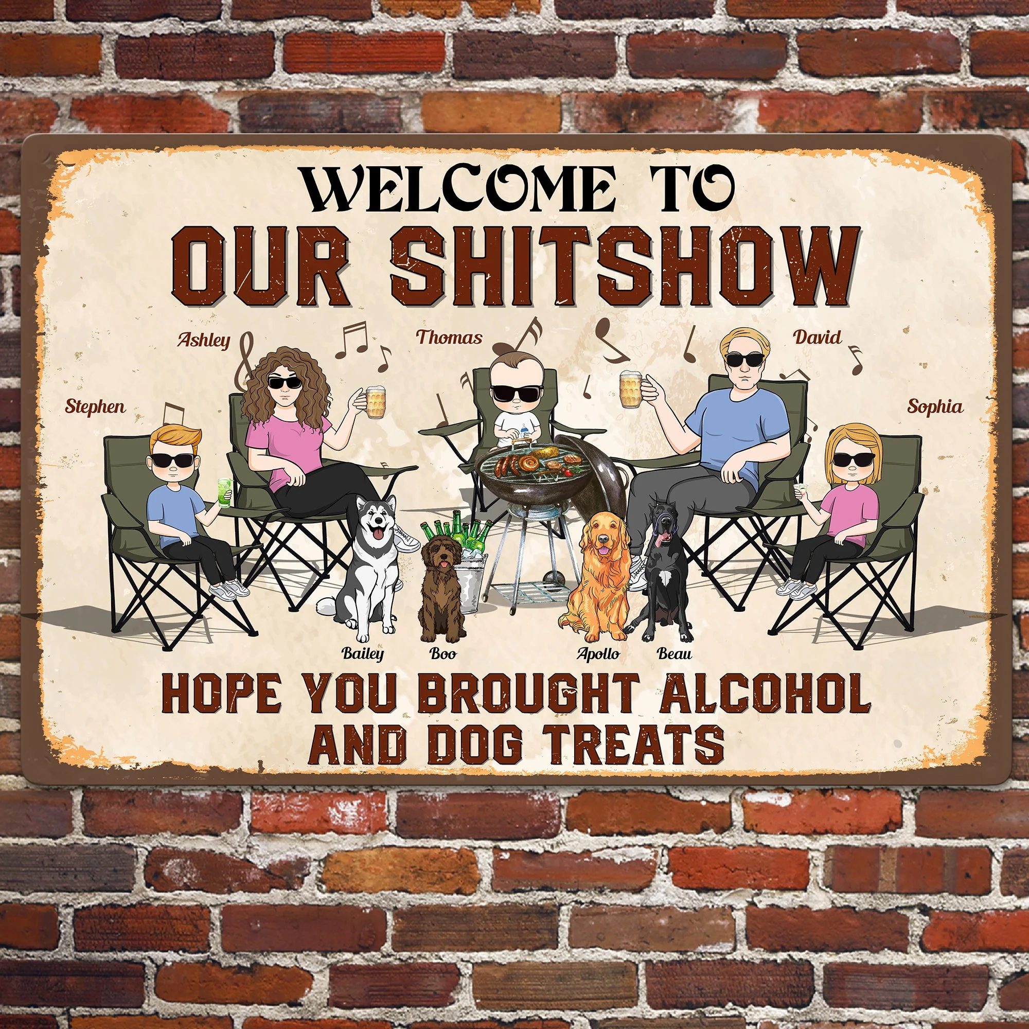 Our Shitshow Alcohol And Dog Treats - Personalized Metal Sign - Image 3