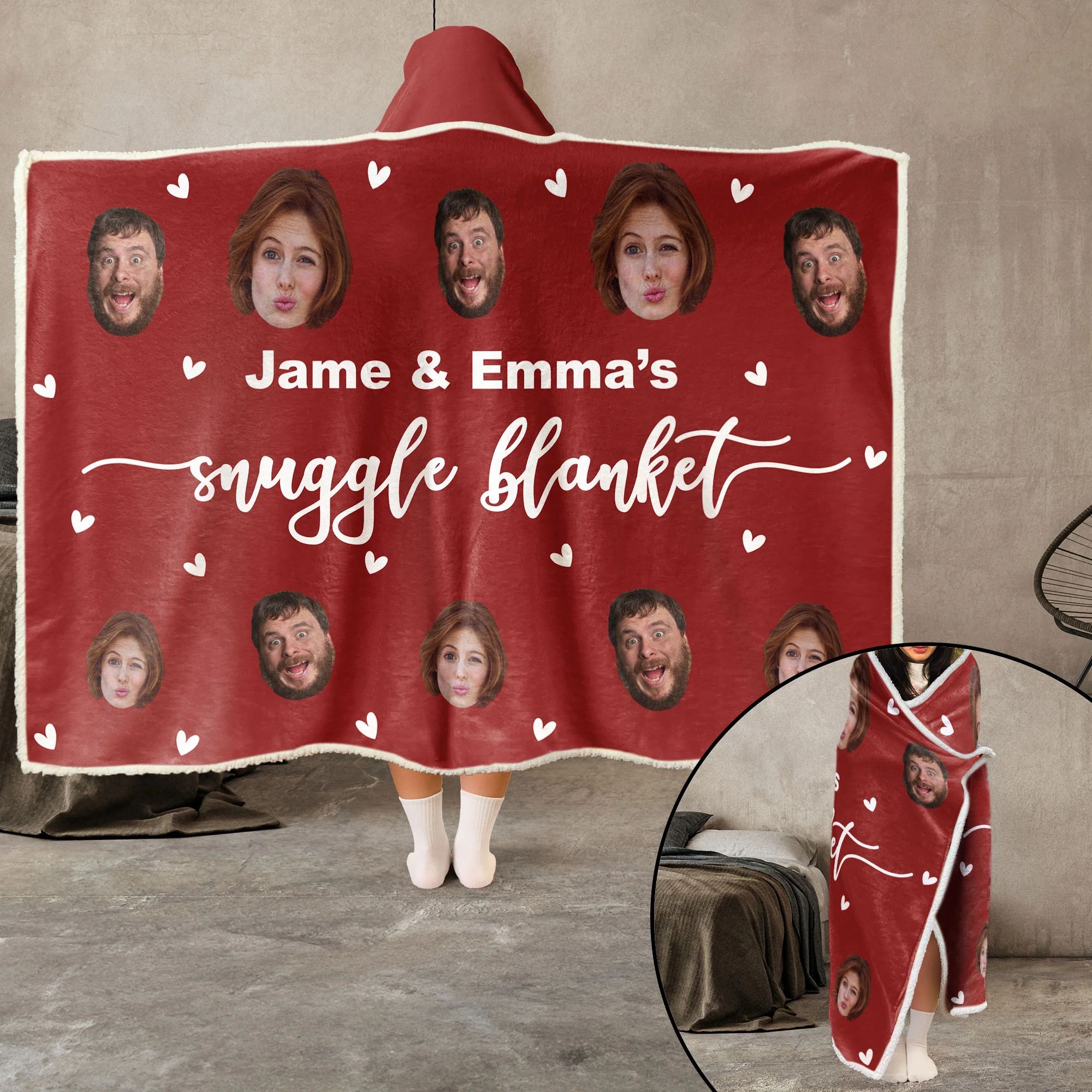 Our Snuggle Blanket - Personalized Photo Wearable Blanket Hoodie - Image 5