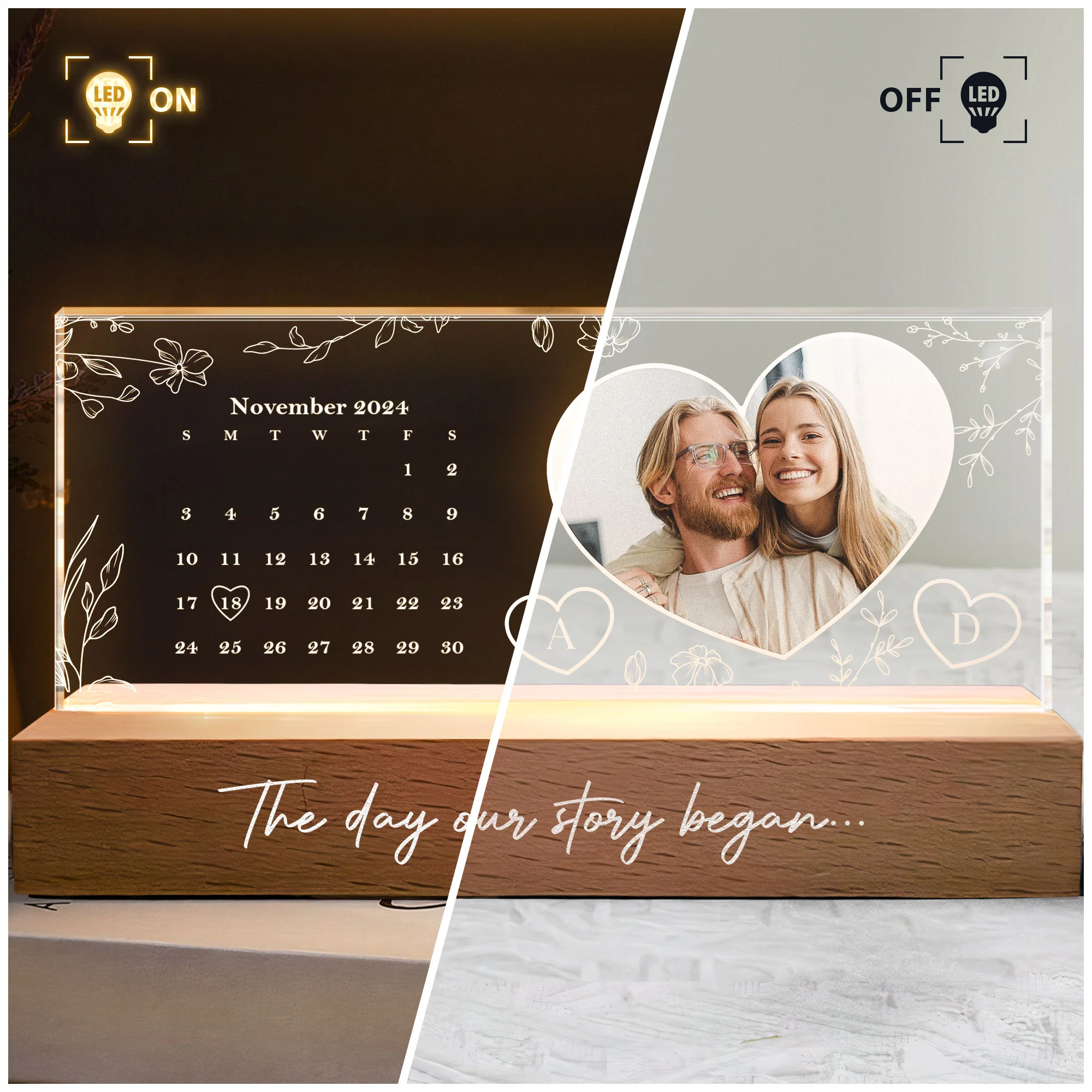 Our Story Began - Personalized Photo LED Night Light - Image 5