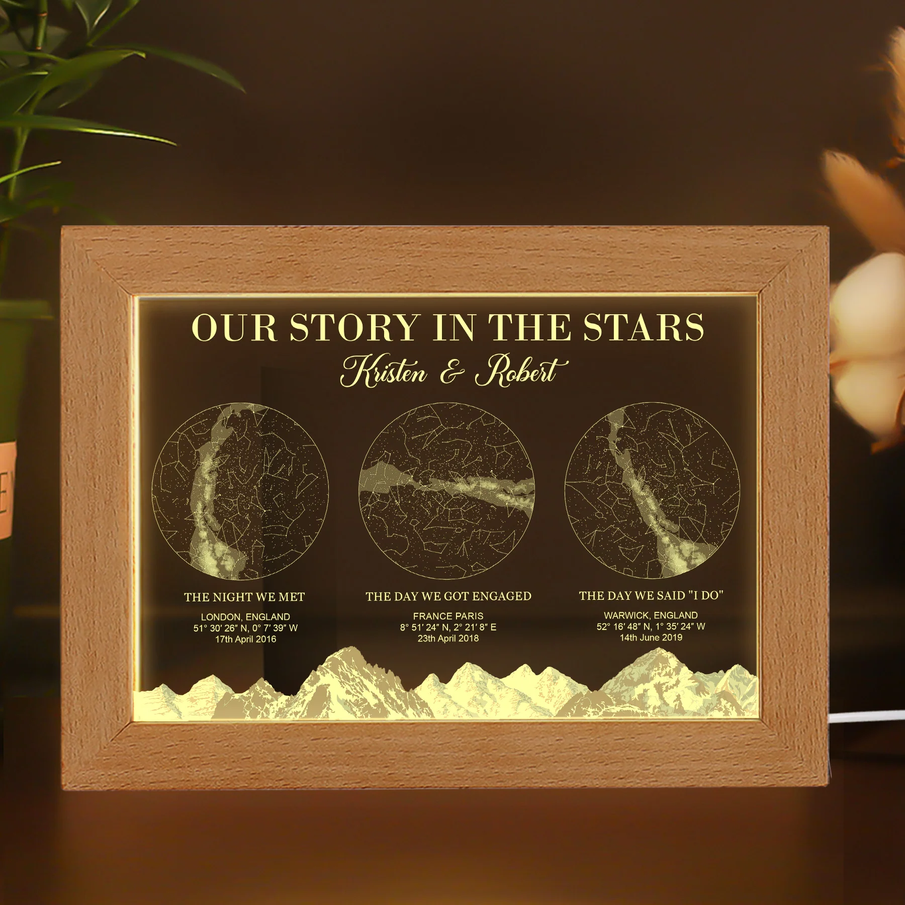 Our Story In The Stars - Personalized Frame Lamp - Star Map - Image 3