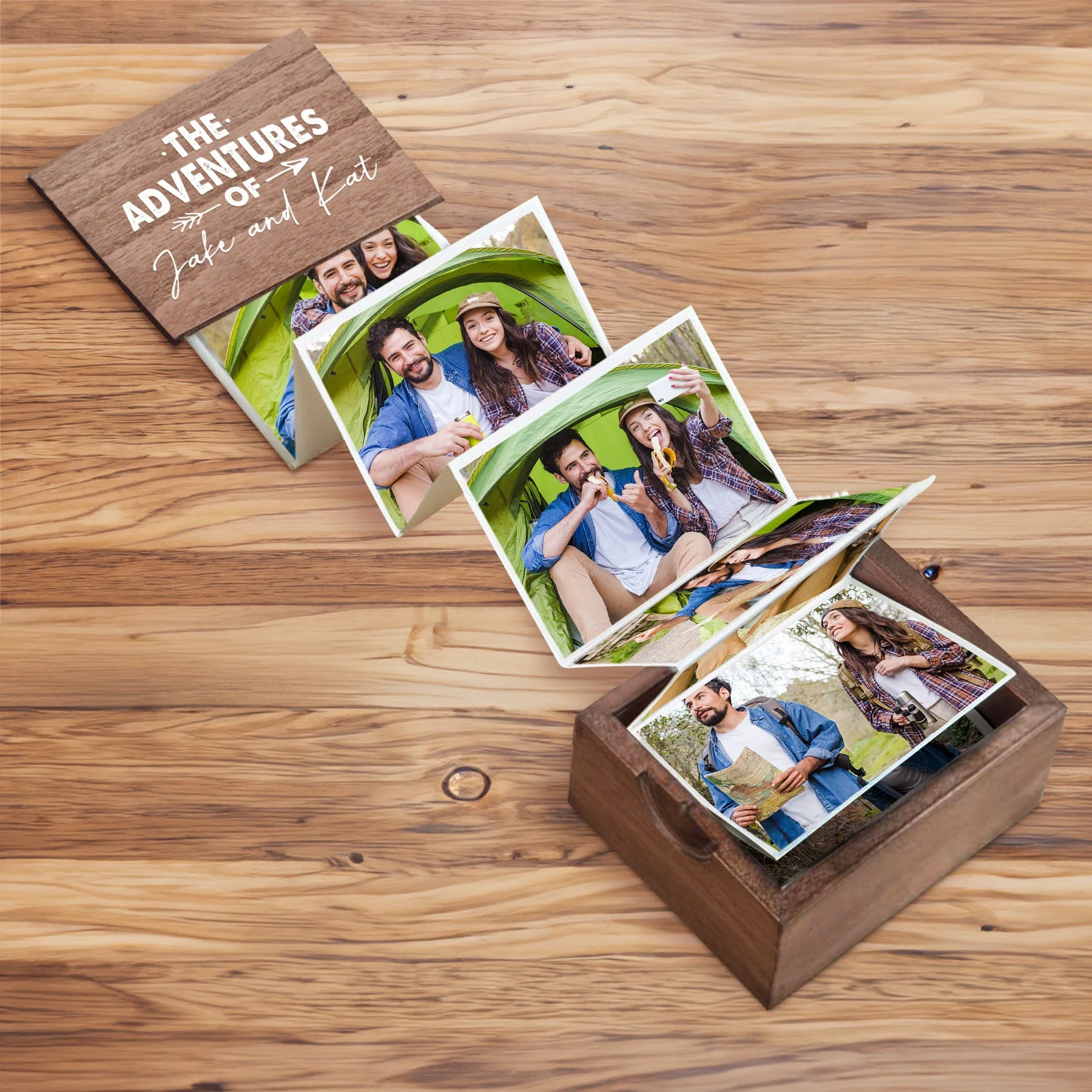 Our The Adventures Anniversary Gift For Couple - Personalized Wooden Photo Box - Image 2