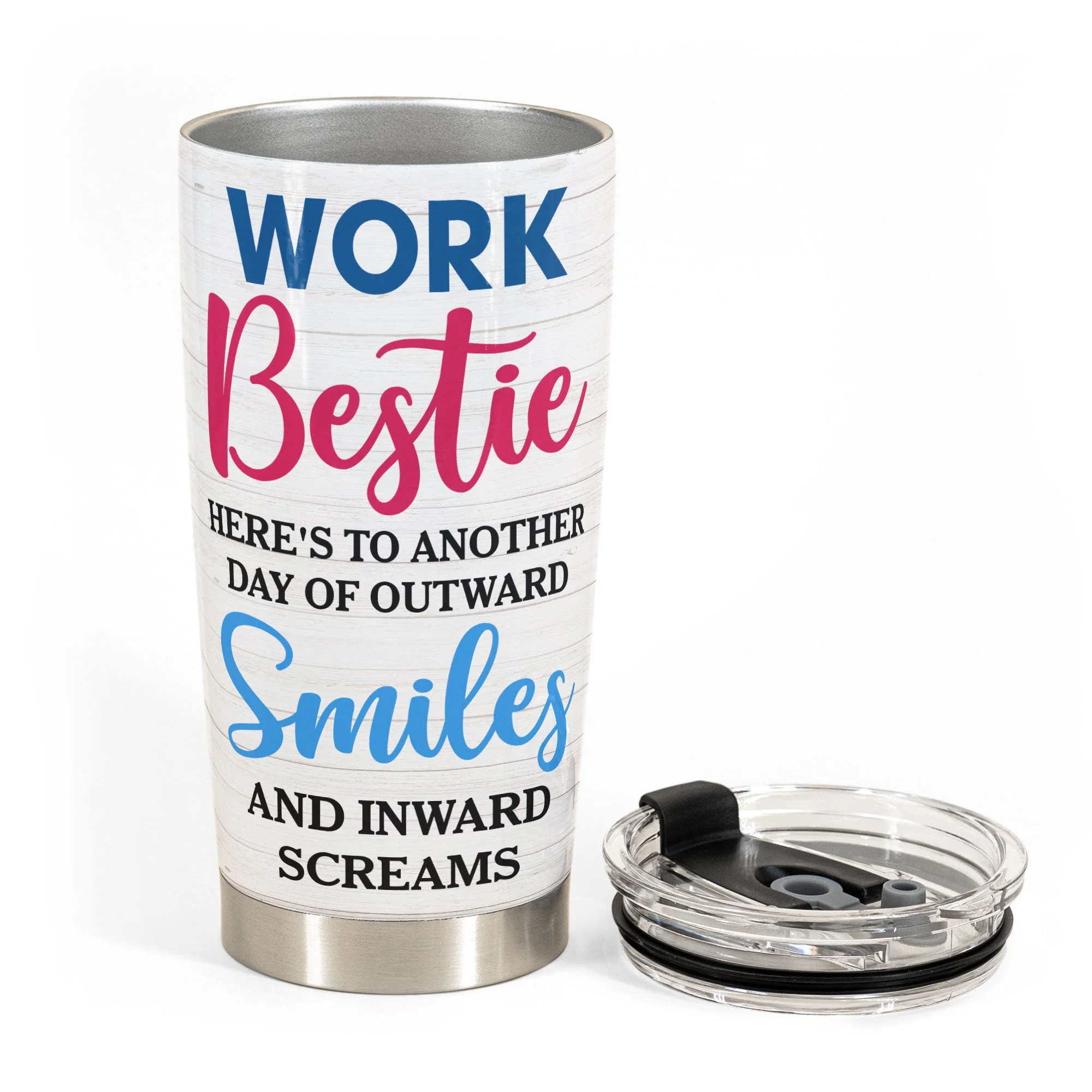 Outward Smiles & Inward Screams - Personalized Tumbler Cup - Birthday, FunnyGift For Colleagues, Coworker, Work Bestie, Friends, BFF - Image 3