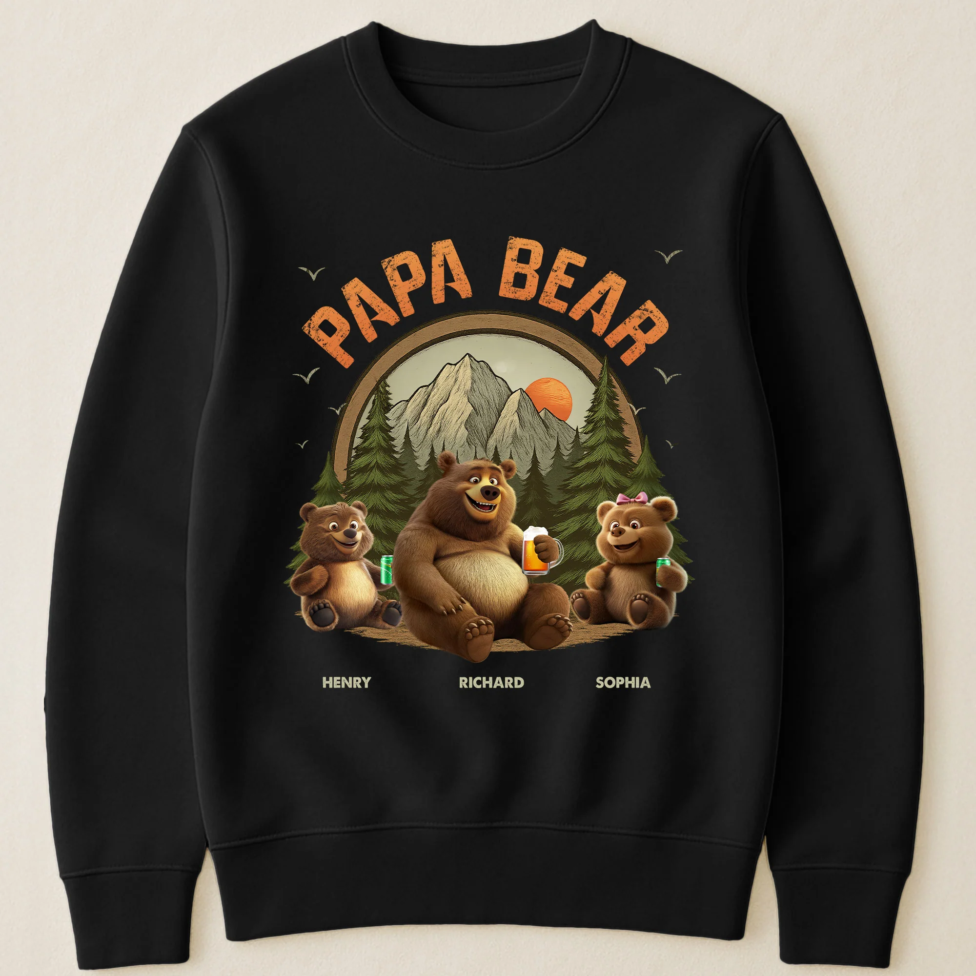 Papa Bear - New Style - Personalized Shirt - Image 3