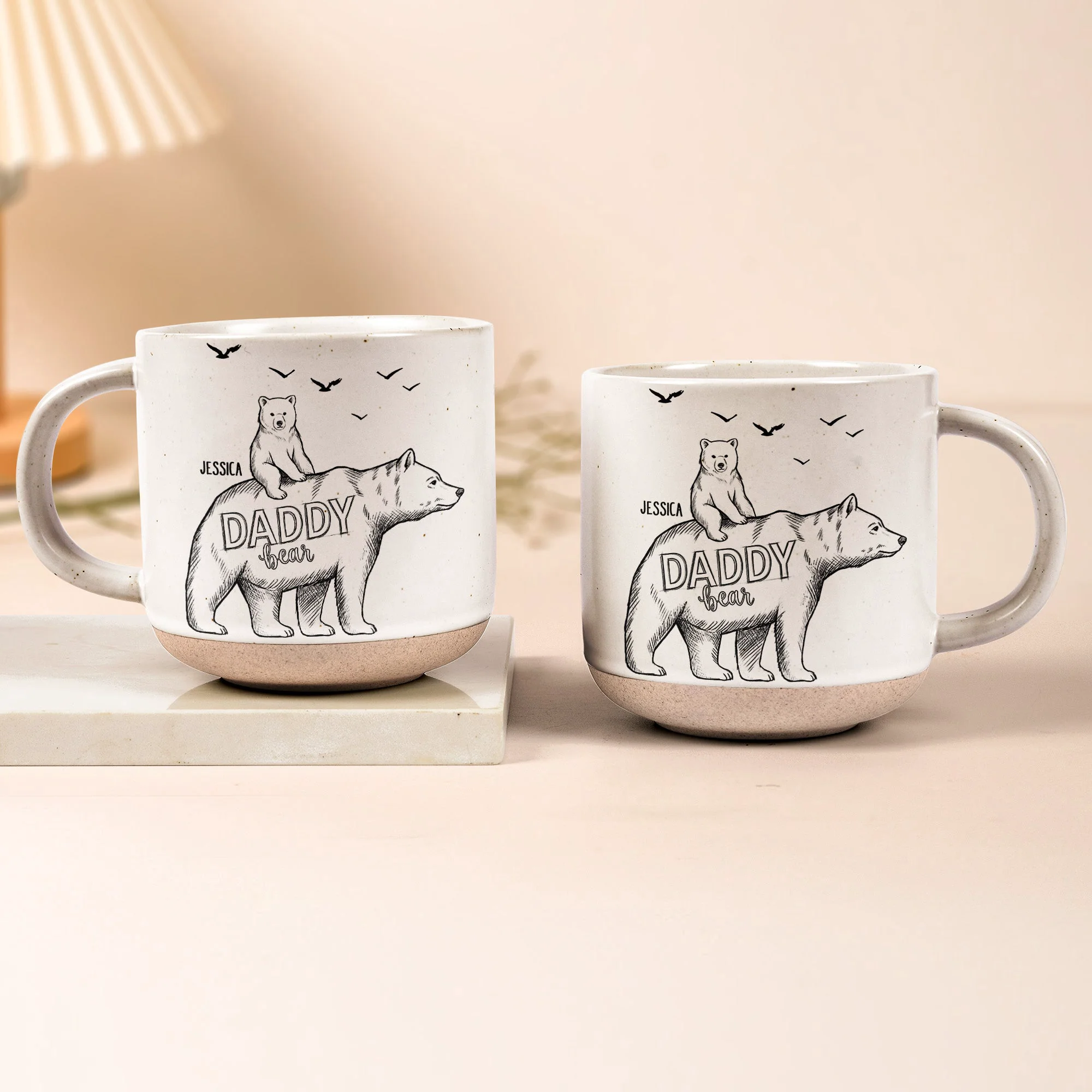 Papa Bear Sketch Art Custom Father's Day Gift For Dad, Husband, Grandpa - Personalized Mug - Image 2