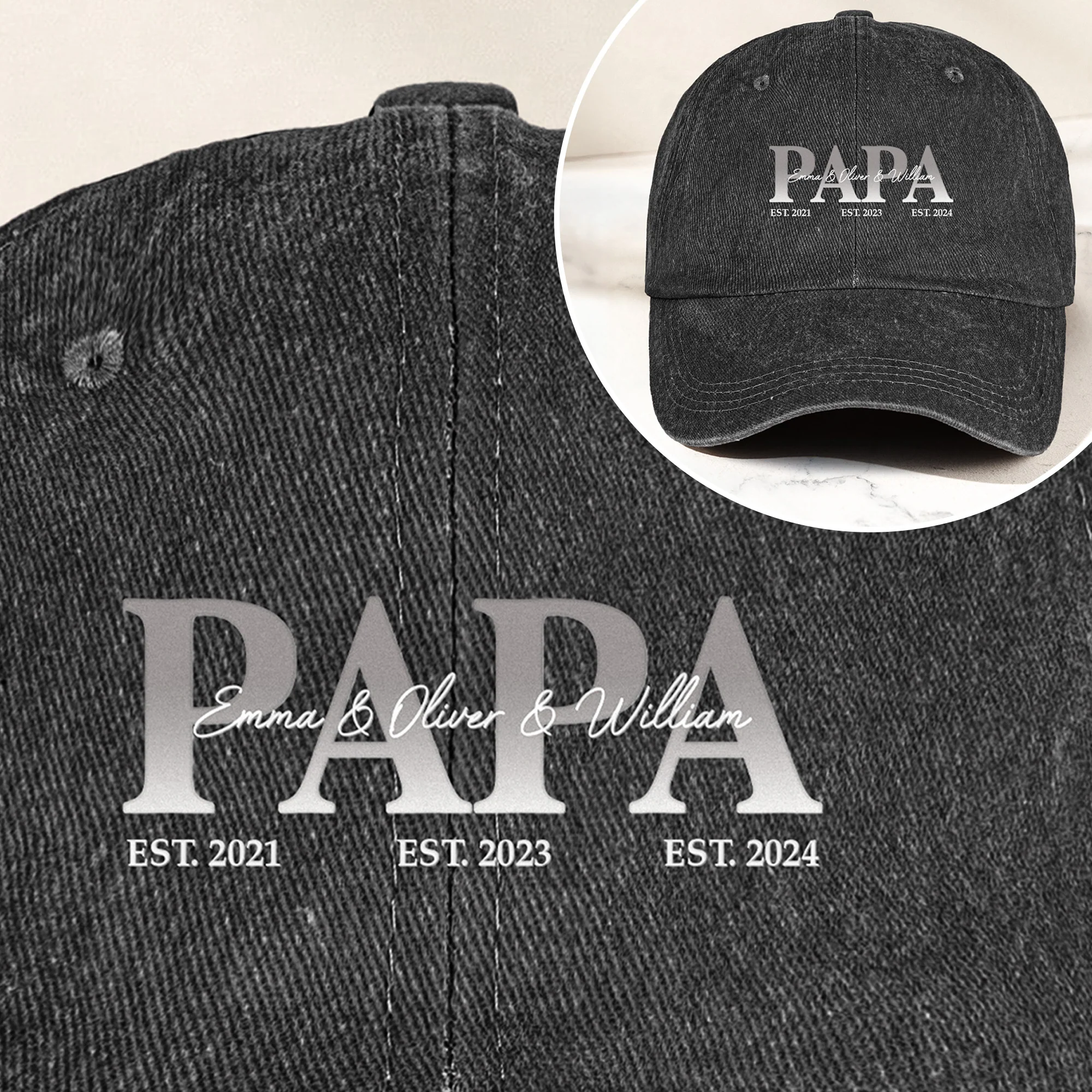 Papa, Daddy, Dad - Father's Day Gift With Kids' Names - Personalized Cap
