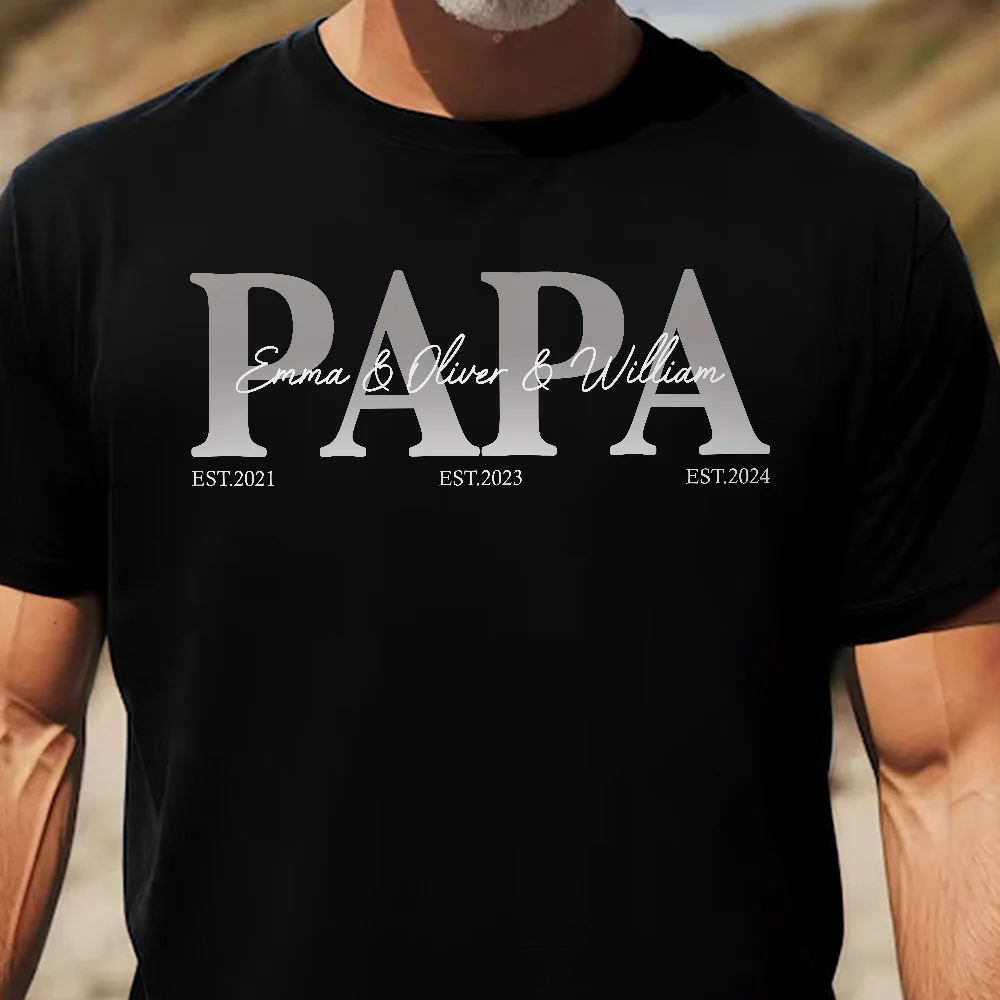Papa, Daddy, Dad - Father's Day Gift With Kids' Names - Personalized Shirt - Image 2