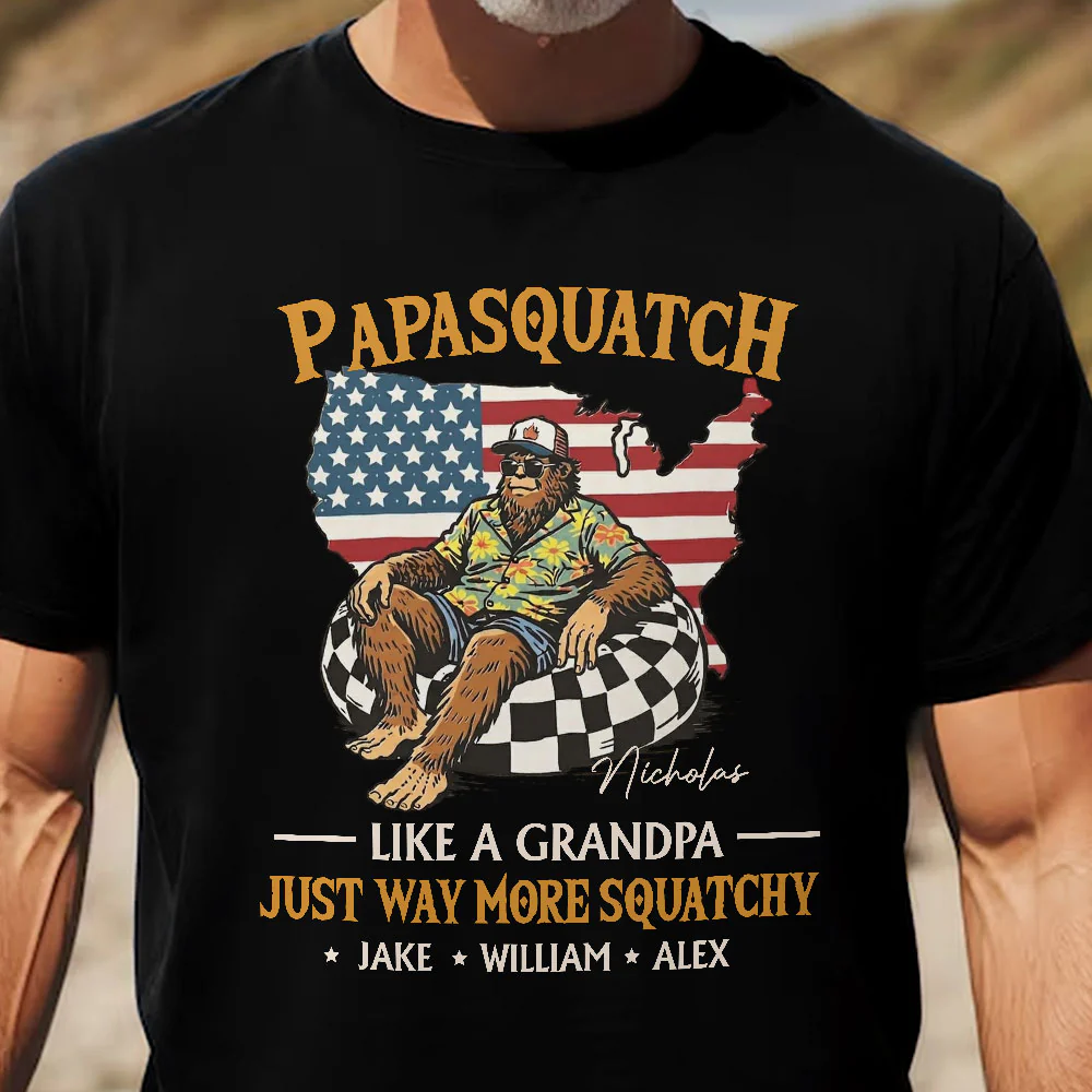 Papasquatch Just Way More Squatchy 4th Of July Funny Gift For Dad - Personalized Shirt - Image 2