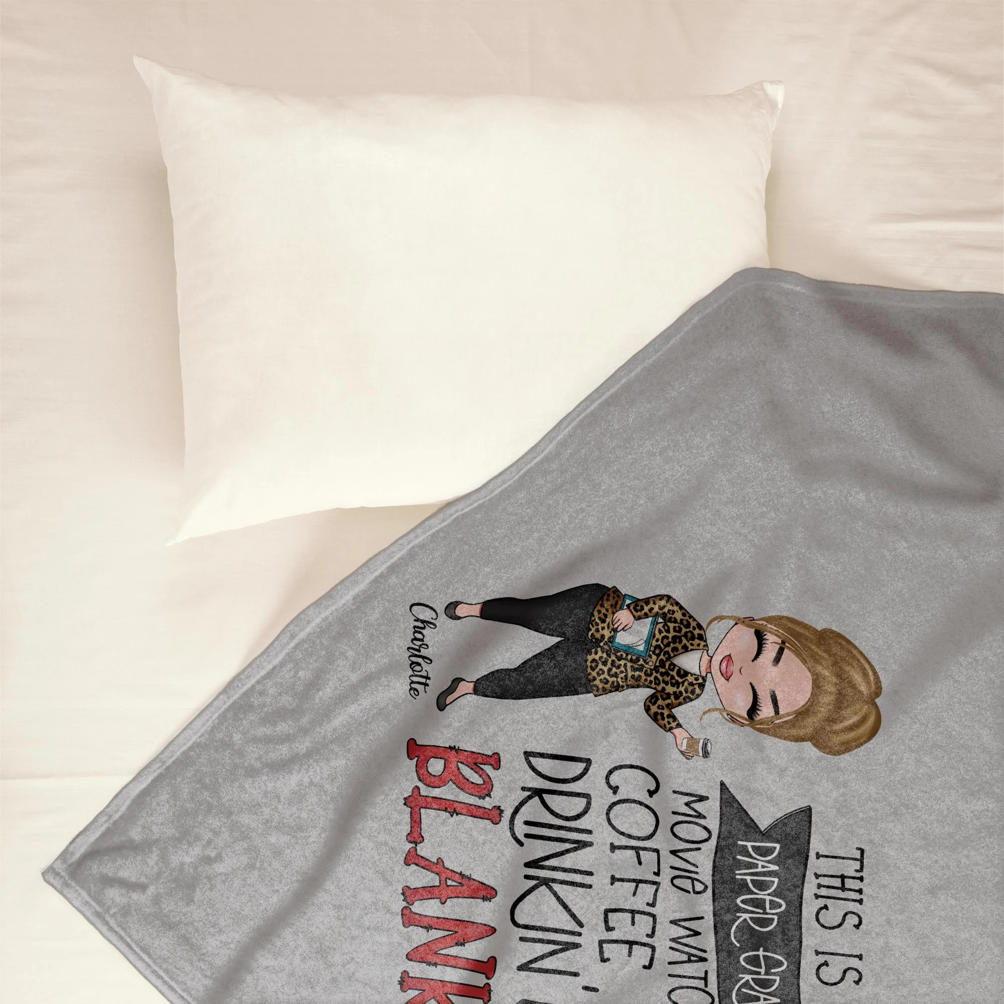 Paper Gradin' Movie Watchin' Coffee Drinkin' Blanket - Personalized Blanket - Birthday Gift For Teachers - Image 5