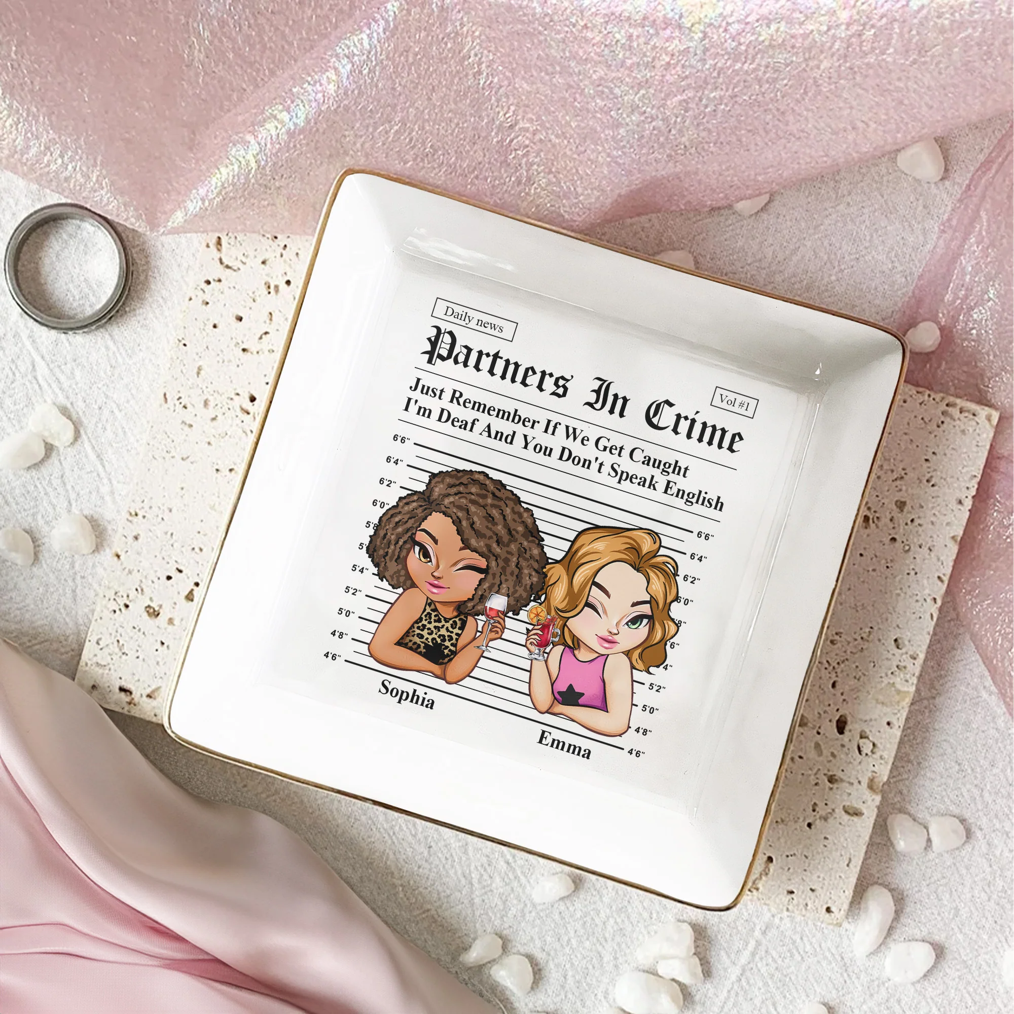 Partners In Crime For Friendship, Besties - Personalized Jewelry Dish - Image 2