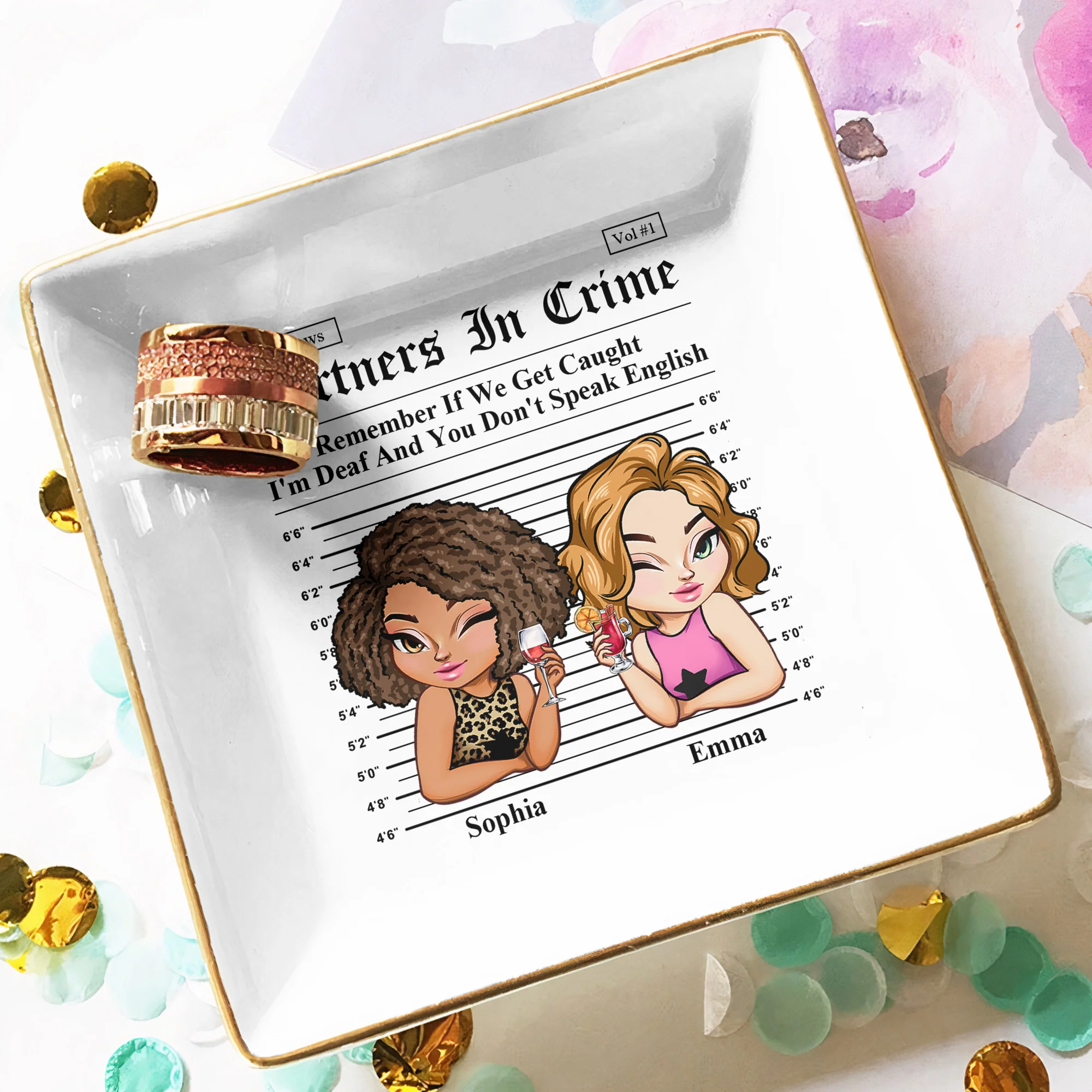 Partners In Crime For Friendship, Besties - Personalized Jewelry Dish - Image 4