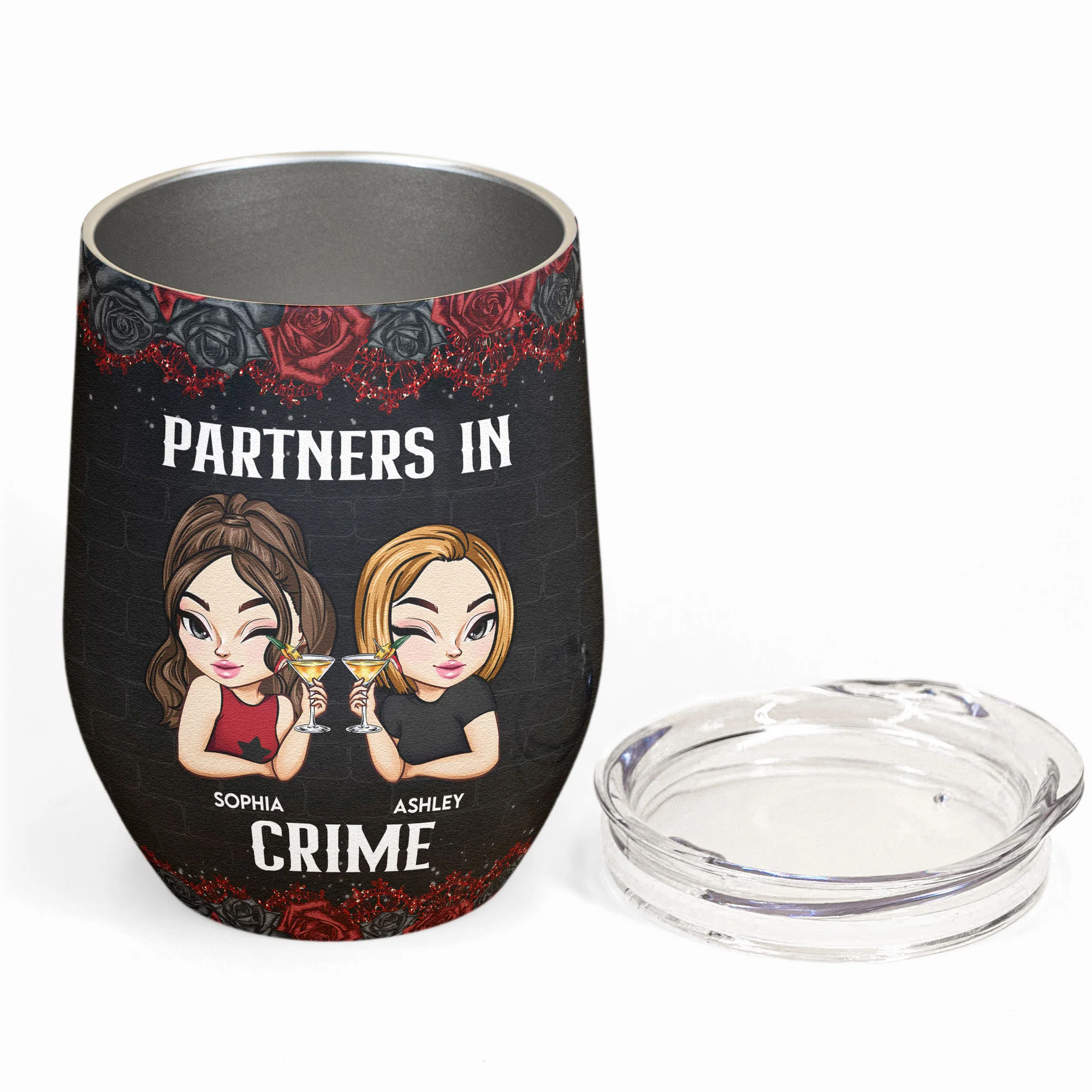 Partners In Crime - New Style - Personalized Wine Tumbler - Image 2
