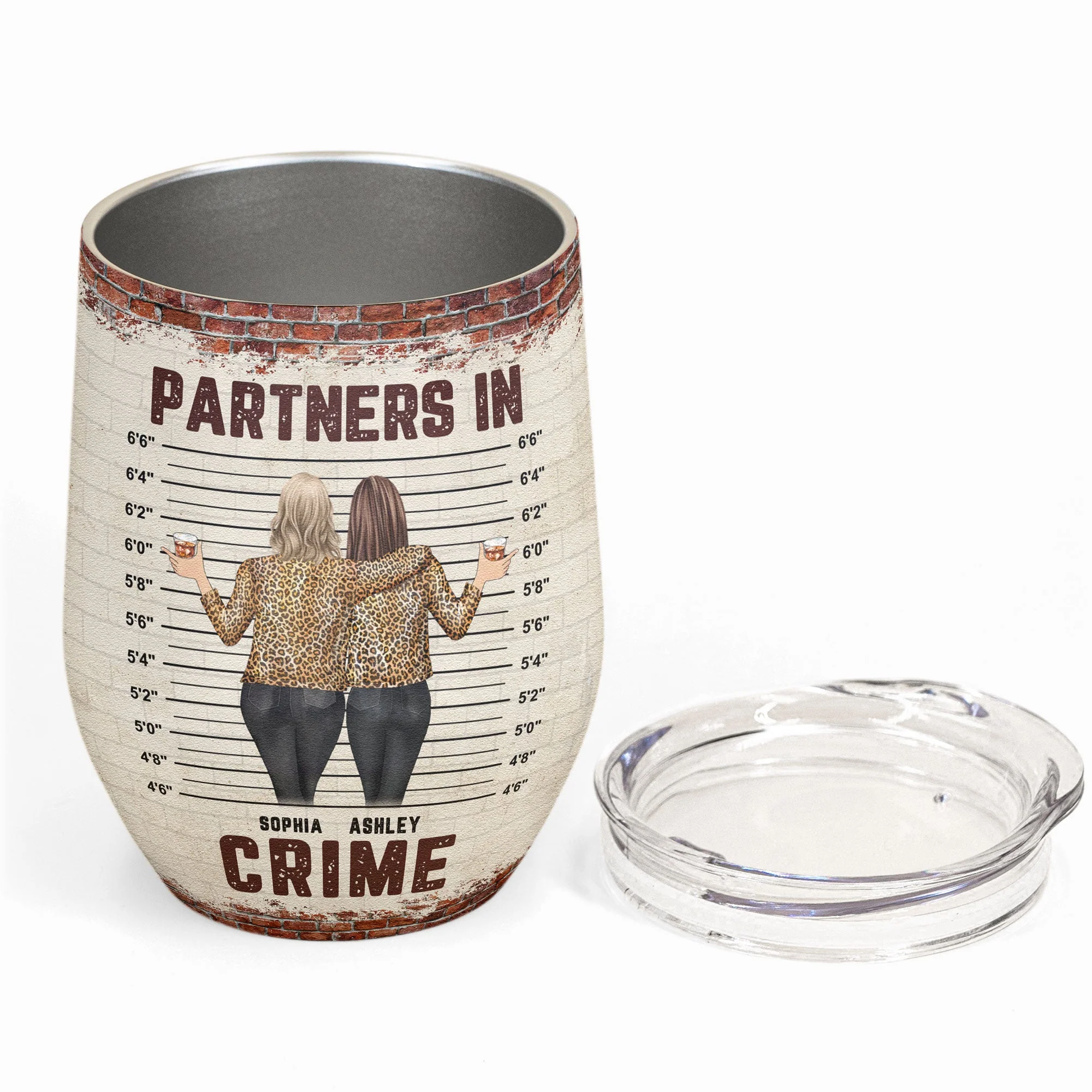 Partners In Crime - New Version - Personalized Wine Tumbler - Birthday, Loving, Funny Gift For Sisters, Sistas, Besties, Soul Sisters - Image 2