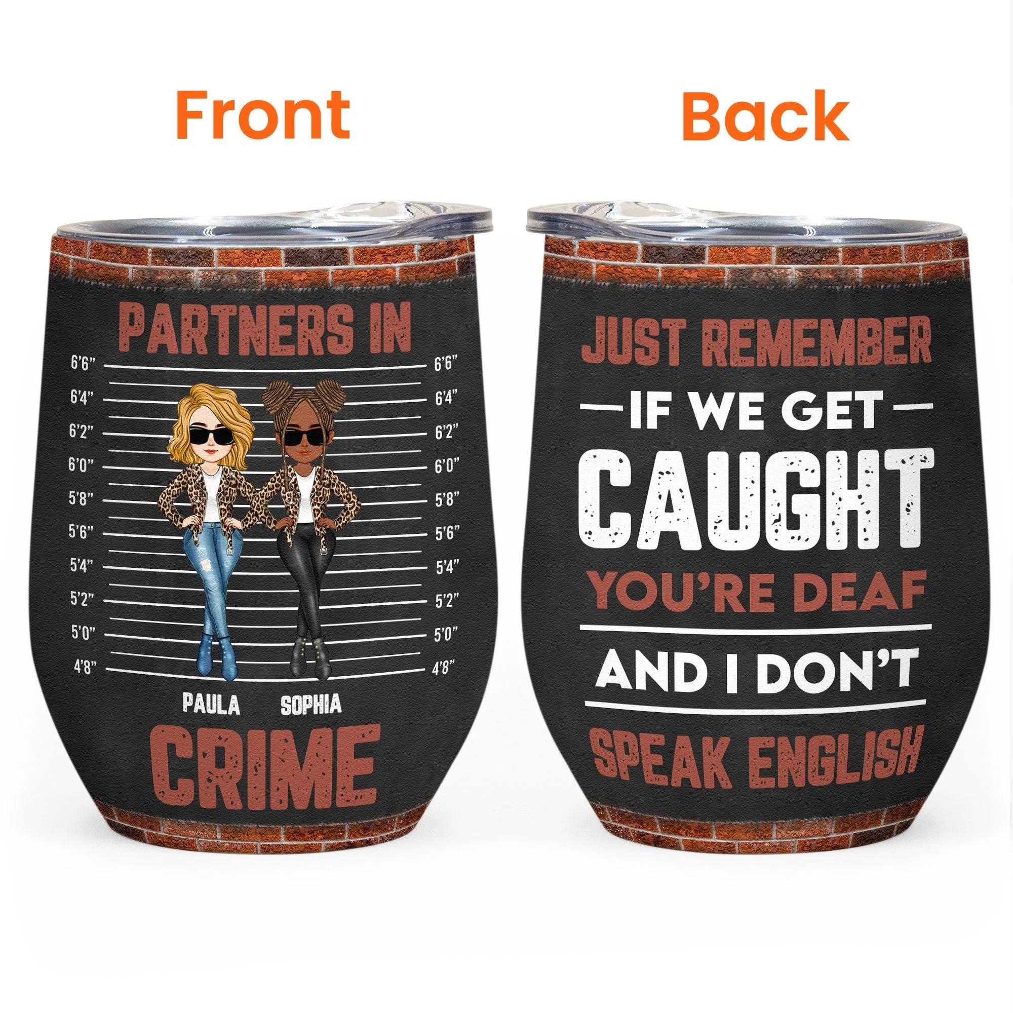 Partners In Crime - Personalized Wine Tumbler - Birthday Gifts For Besties, Sisters, Coworkers - Image 3