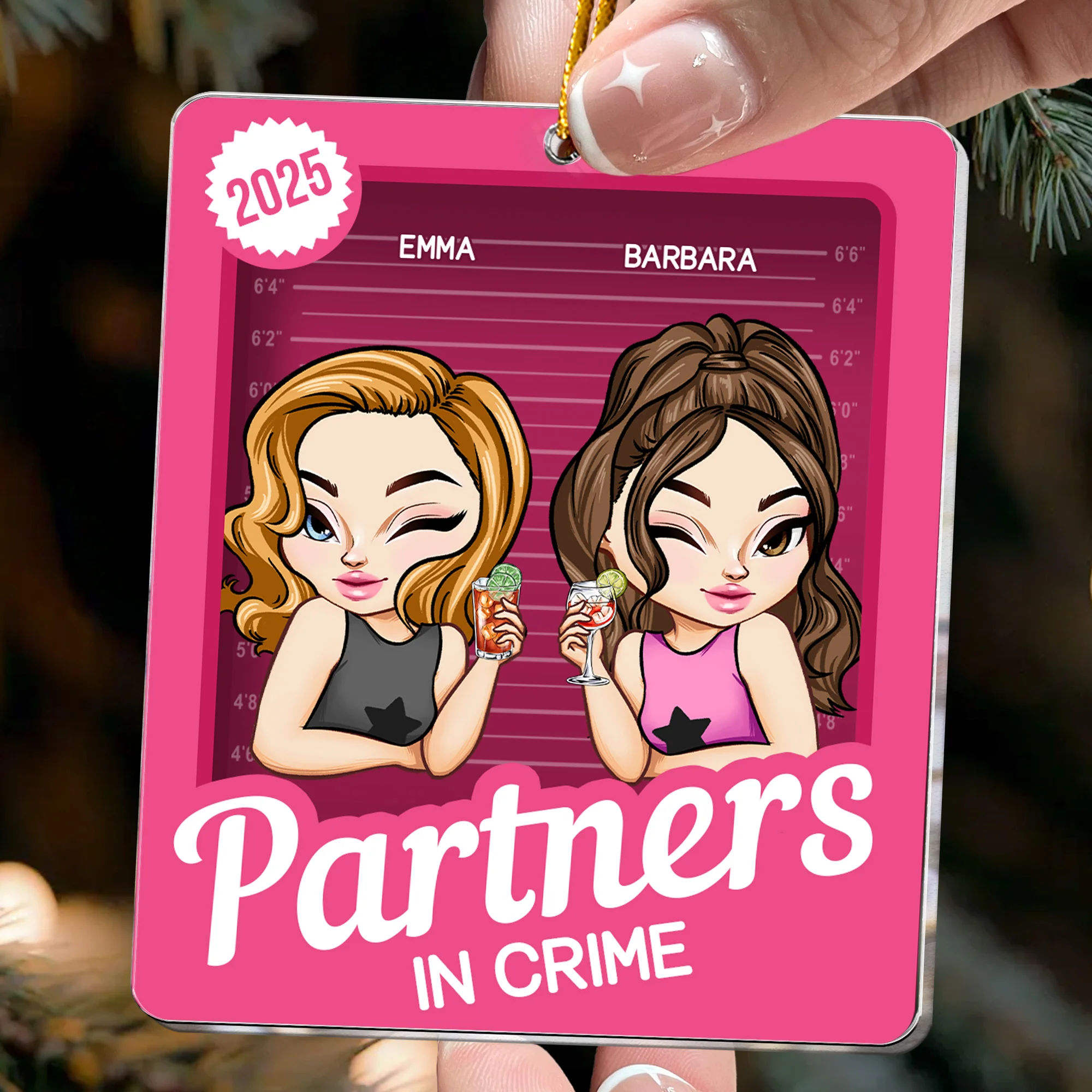 Partners In Crime Toy Box - Christmas Gift For Friend - Personalized Acrylic Ornament - Image 2