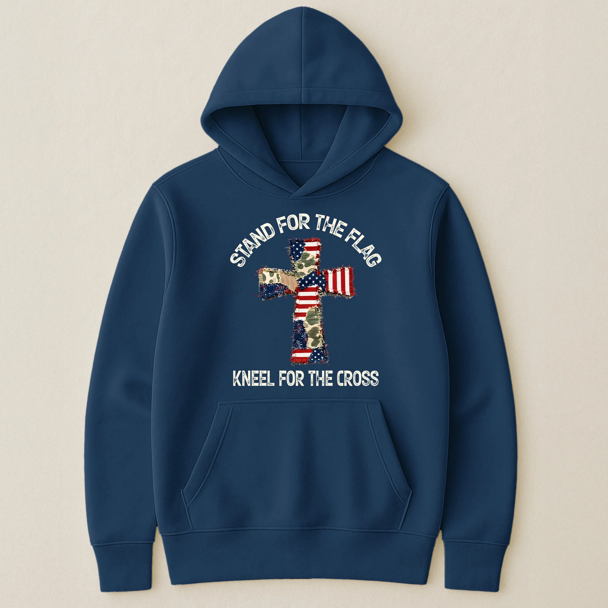 Patchwork Style USA Flag And Cross Print - Shirt - Image 38