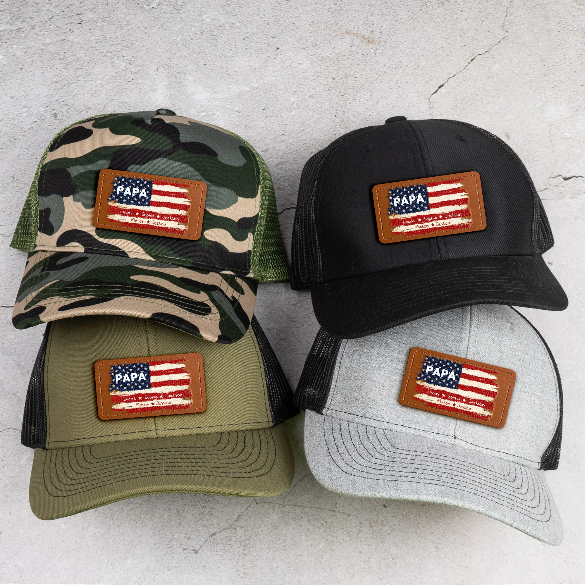 Patriotic American Flag Gift For Him Grandpa Dad - Personalized Cap - Image 2