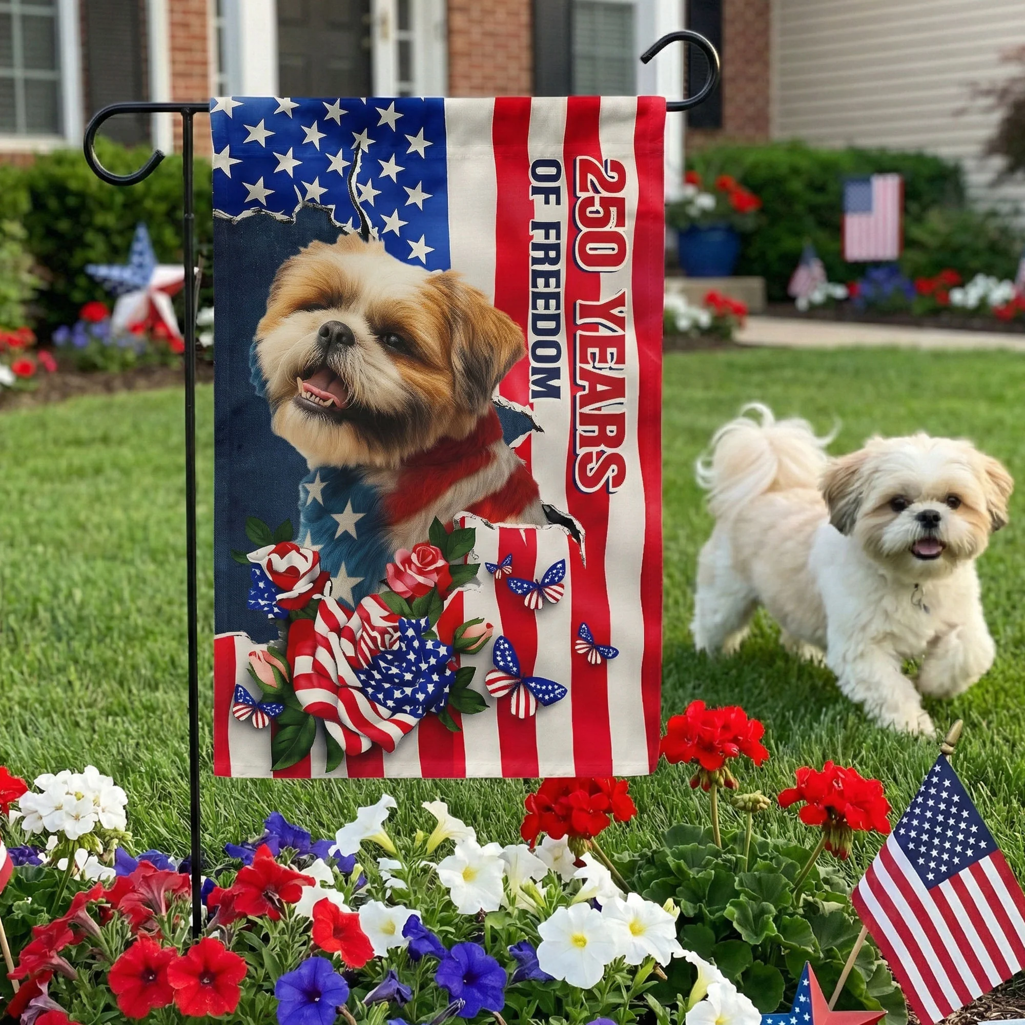 Patriotic Pet Portrait - Personalized Photo Flag - Image 2