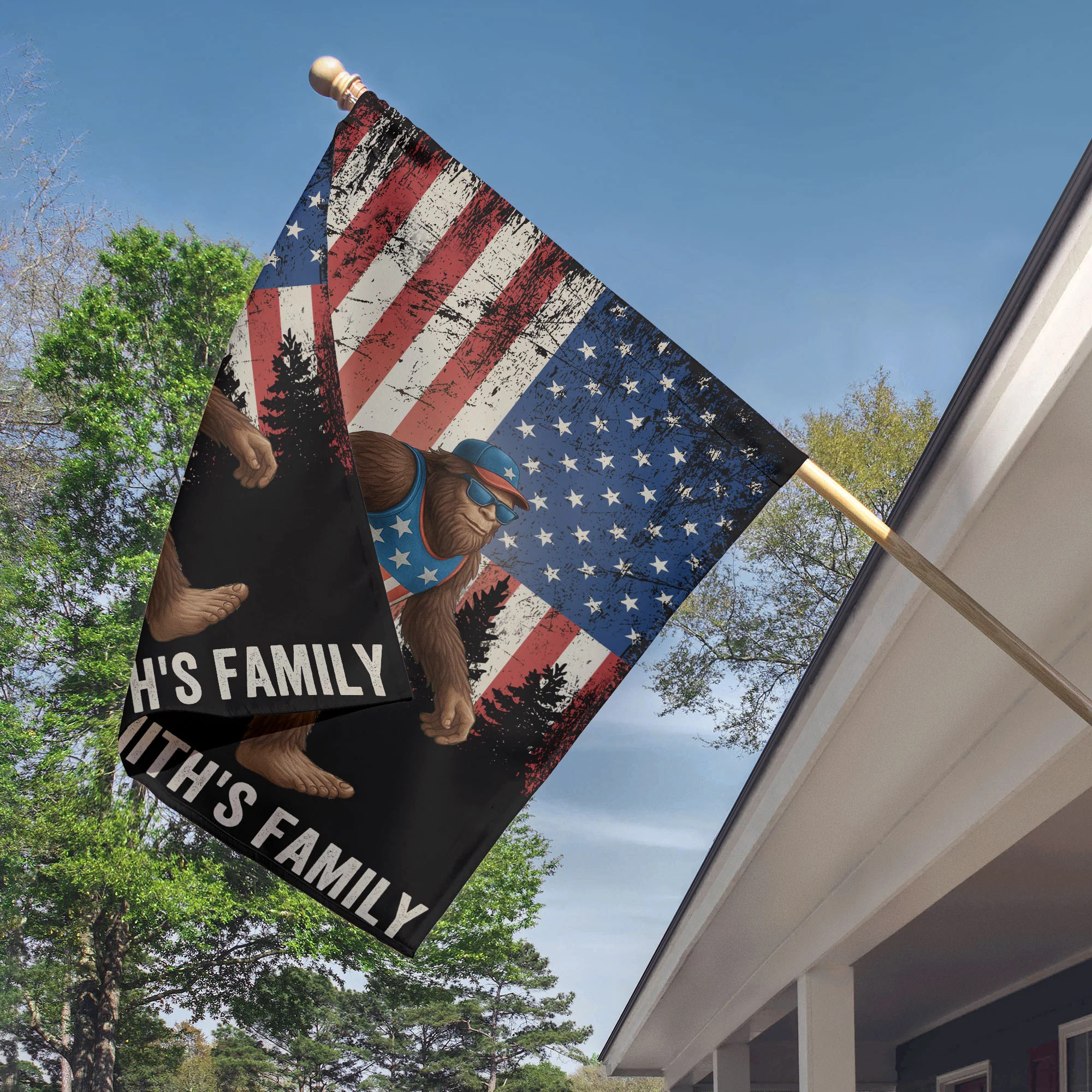 Patriotic Sasquatch - Personalized Flag - Image 2