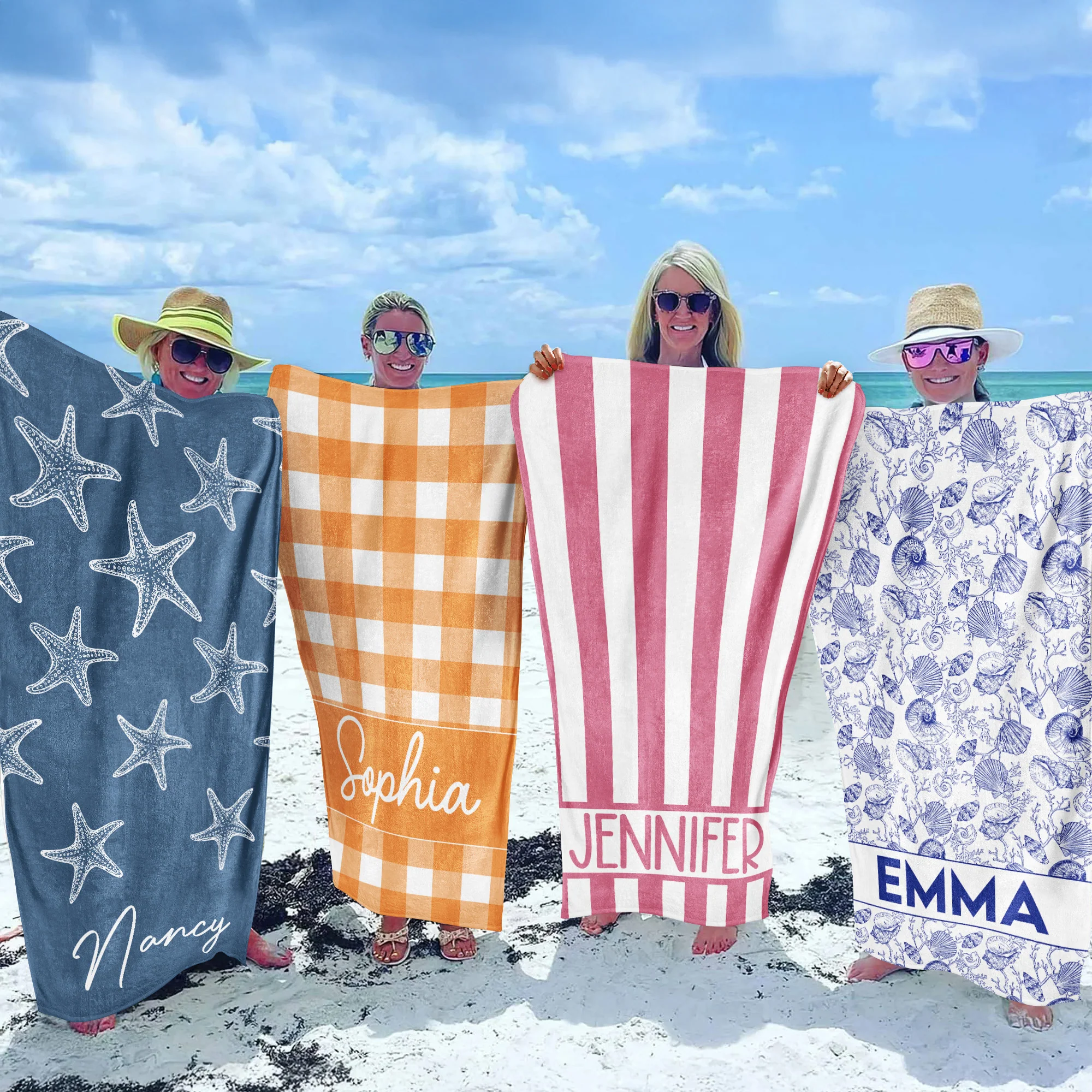Pattern With Name Vacation Gift Bridesmaid Birthday Gift Girls Trip - Personalized Quick-Dry Beach Towel