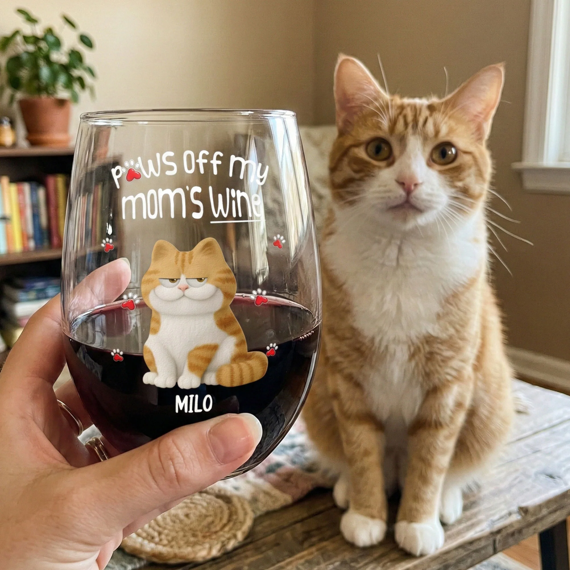 Paws Off My Mom's Wine - Personalized Wine Glass - Image 2