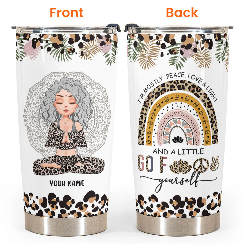 Peace Love And Light - Personalized Tumbler Cup - Image 2