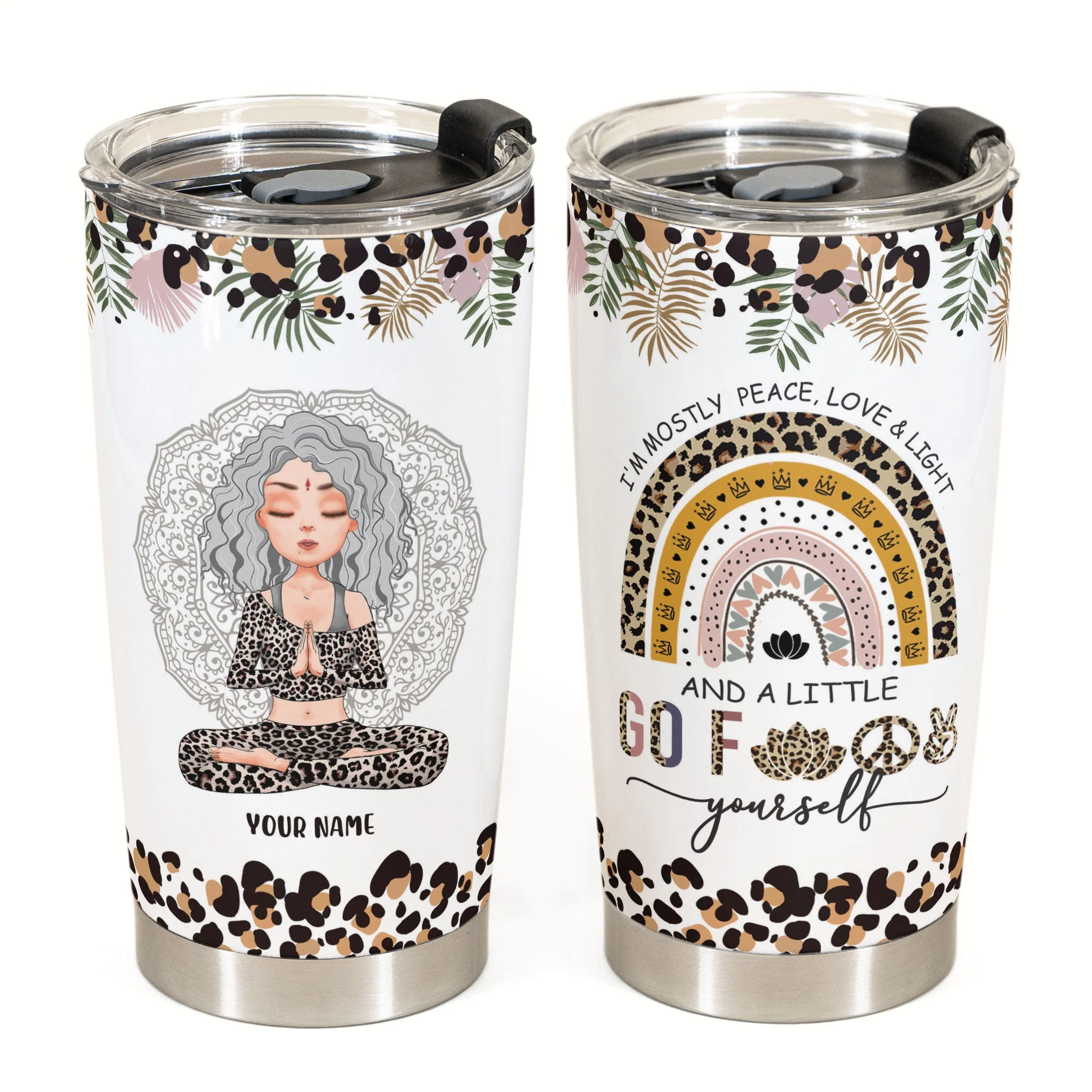 Peace Love And Light - Personalized Tumbler Cup - Image 3