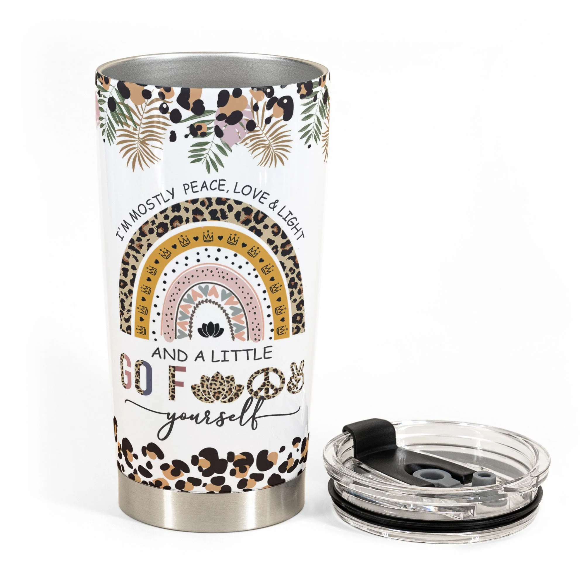 Peace Love And Light - Personalized Tumbler Cup - Image 4
