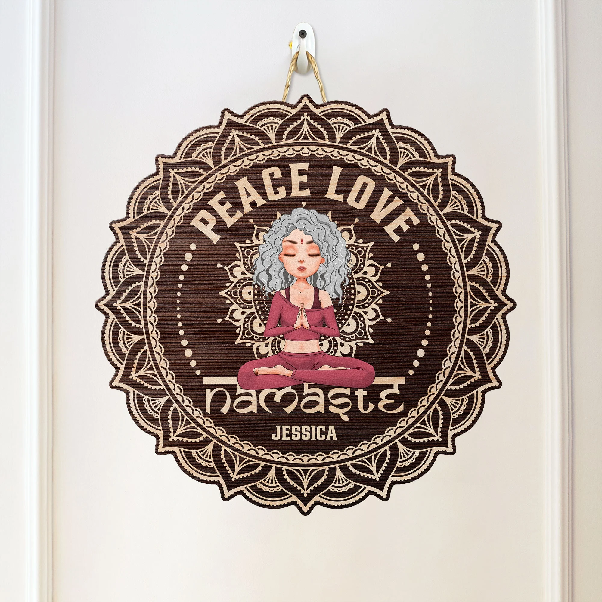 Peace Love Namaste - Personalized Custom Shaped Wood Sign
