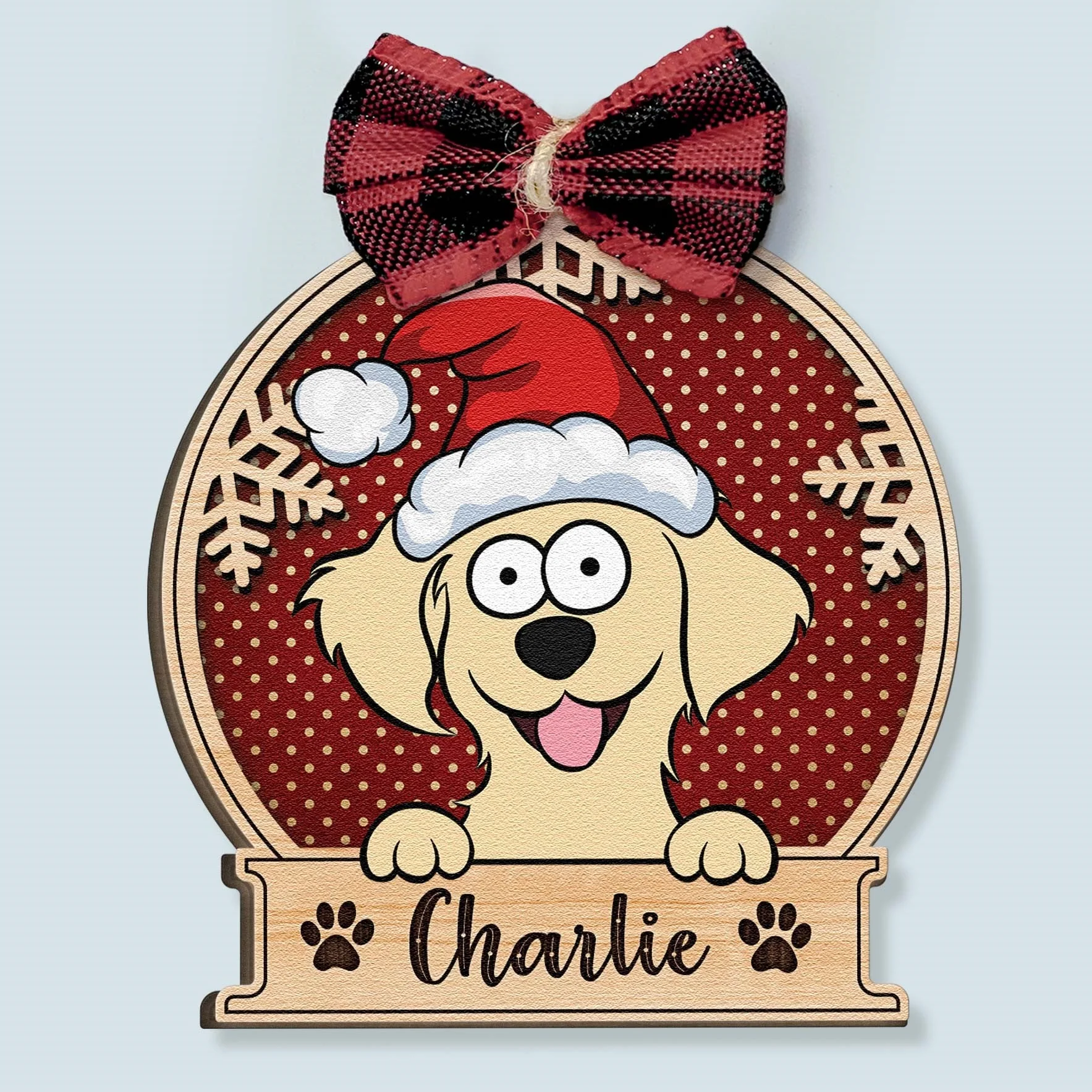 Peeking Pet Christmas - Personalized Custom Shaped Wooden Ornament - Image 5