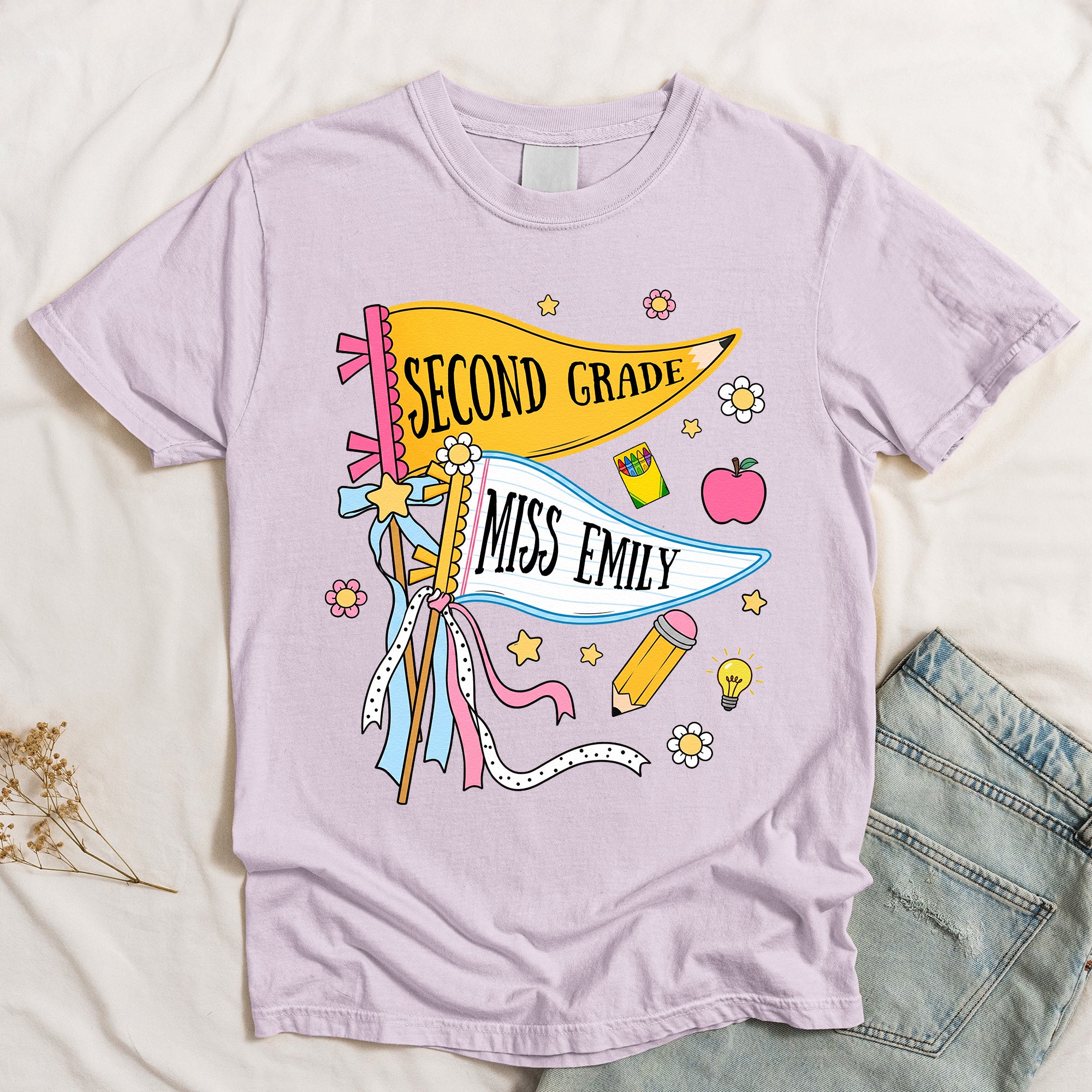Pencil Back To School Teacher Custom Pennant - Personalized Shirt - Image 3