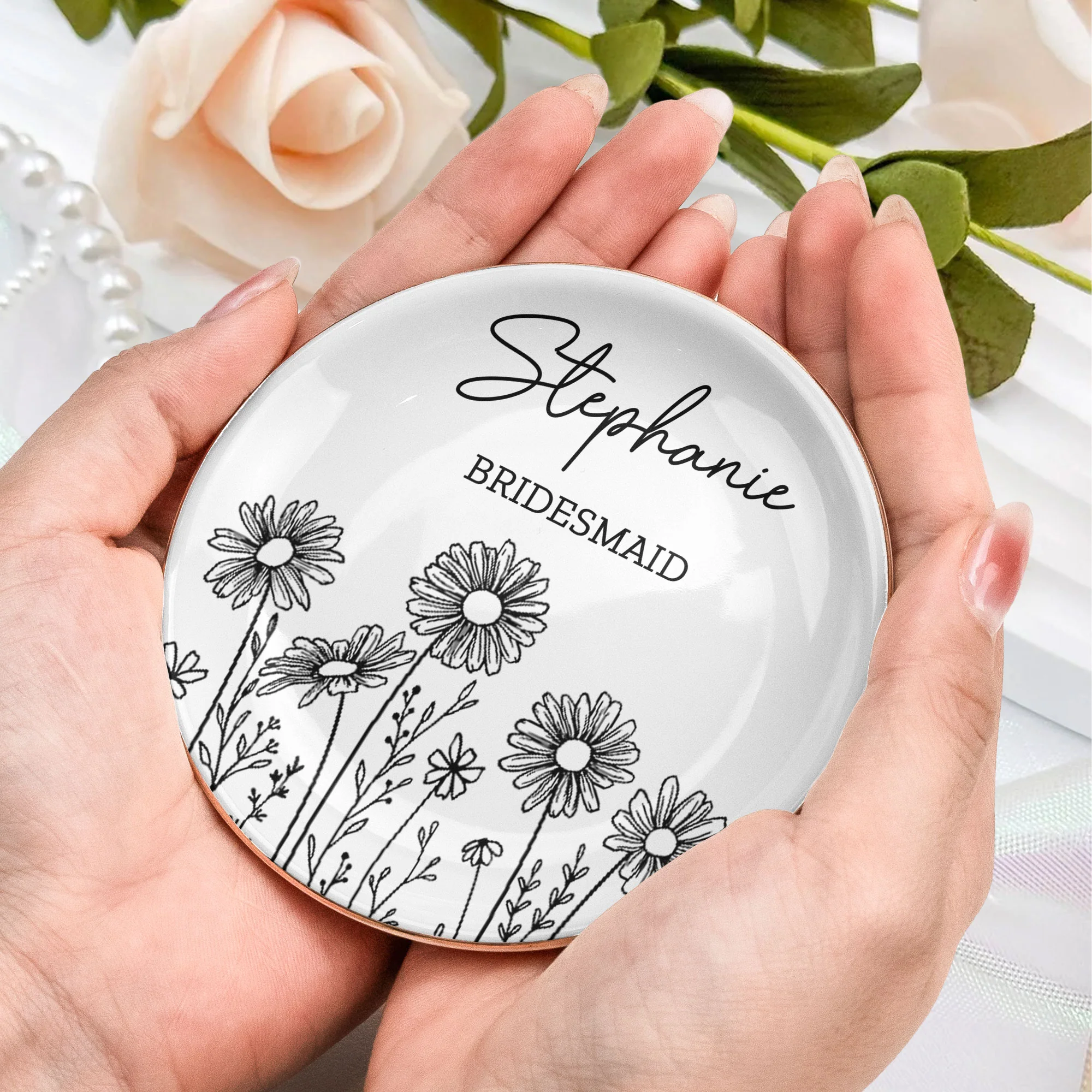 Perfect Bridesmaid Or Bestie Gift Custom Name Gift for Her - Personalized Jewelry Dish - Image 4