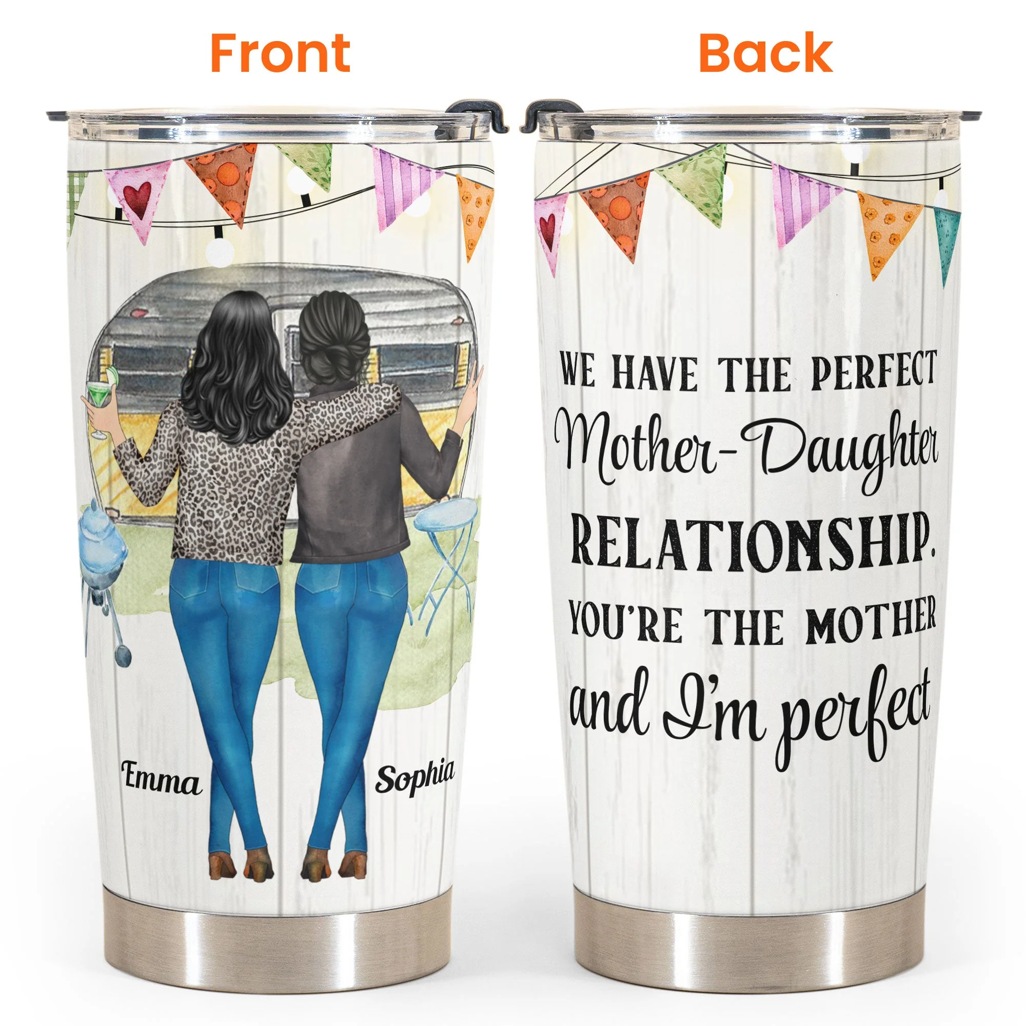 Perfect Mother-Daughter Relationship - Personalized Tumbler Cup - Gift For Mom, Mother, Mama From Daughter - Image 4