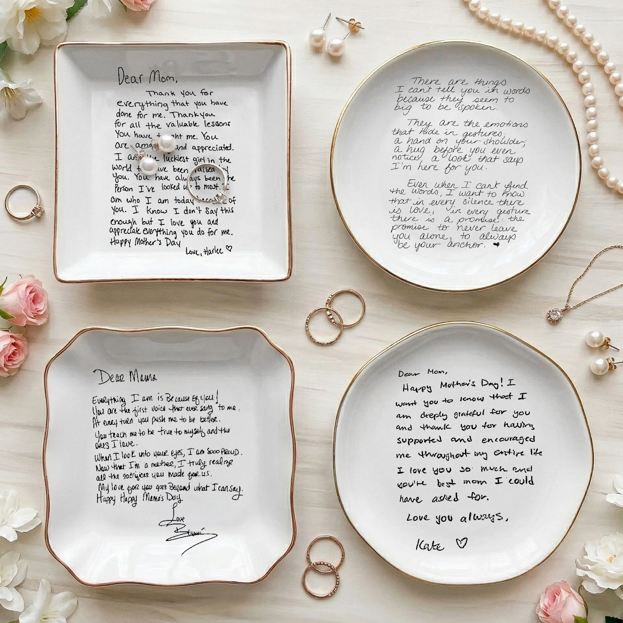 Personalized Actual Handwriting For Her, Lovers, Mom, Daughter Trinket Tray - Personalized Jewelry Dish - Image 5