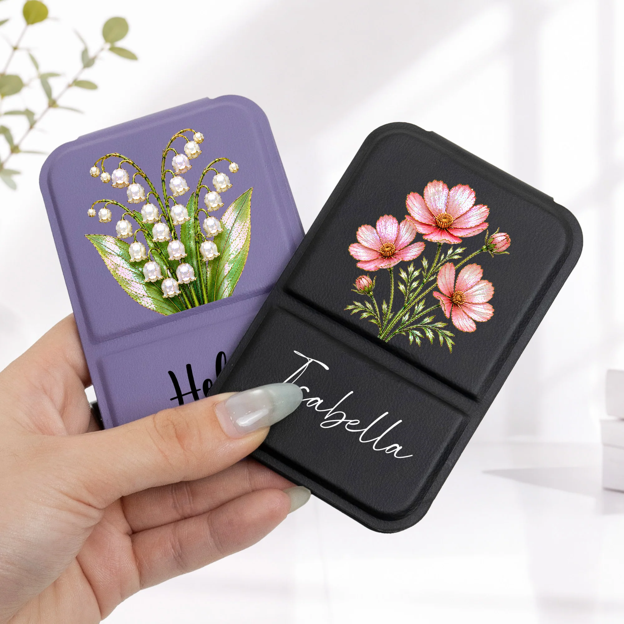 Personalized Birth Month Flower Art Mother Of Pearl Style - Personalized Mirror - Image 5
