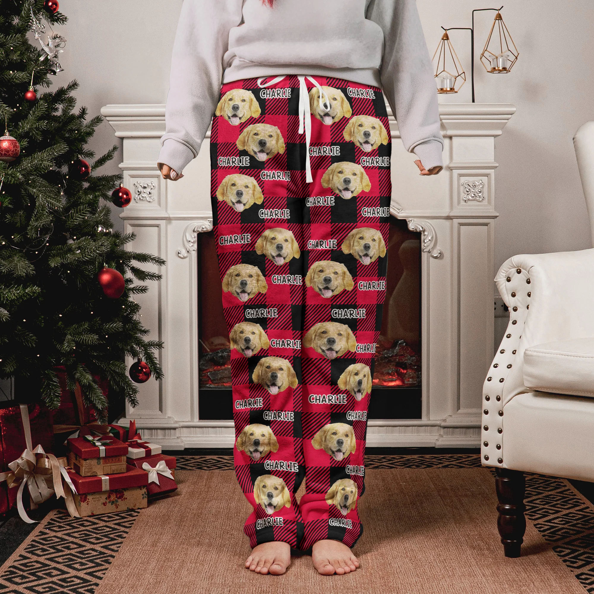 Pet Christmas - Personalized Photo Fleece Pajama Pants - Image 5