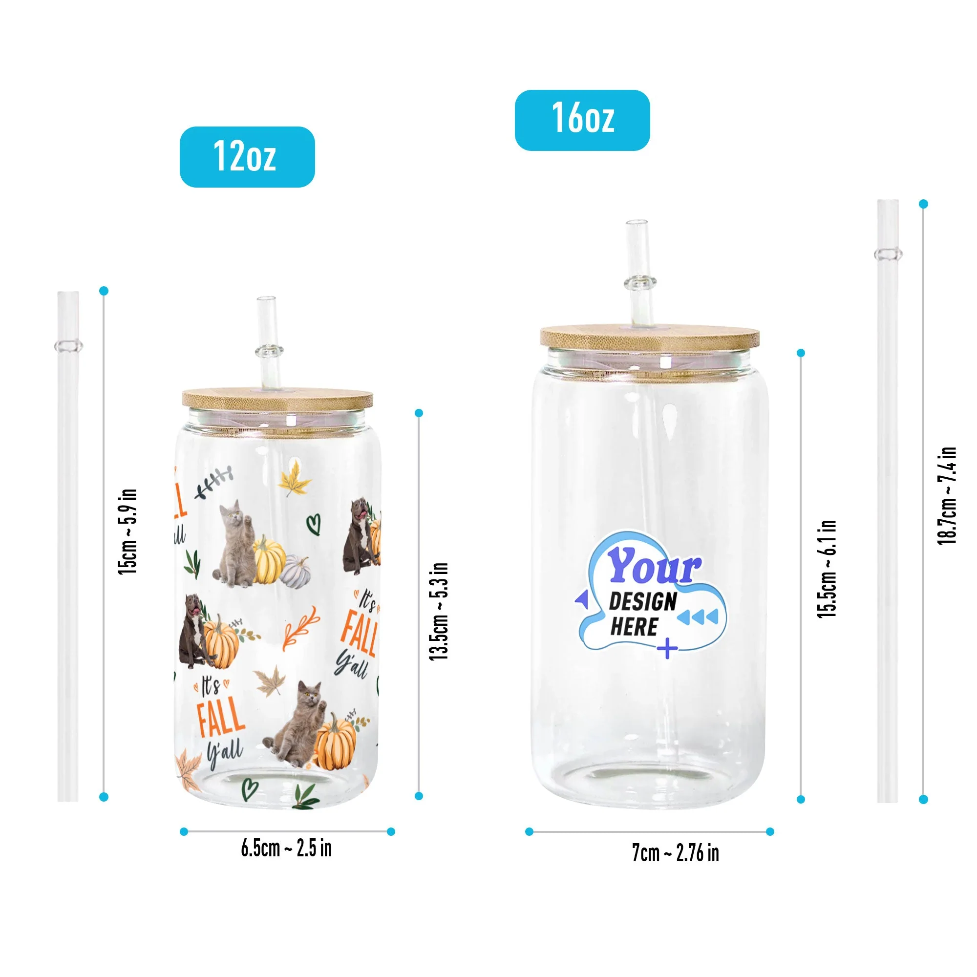 Pet It's Fall Y'All - Personalized Photo Clear Glass Cup - Image 7