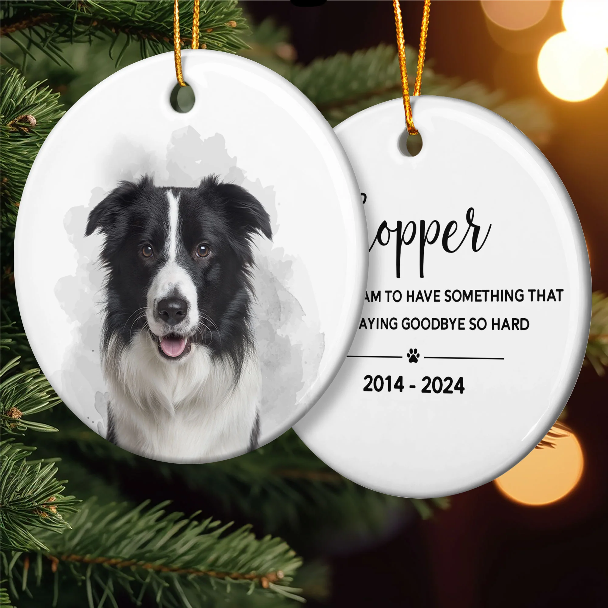 Pet Loss Custom Photo - Personalized Ceramic Photo Ornament - Image 4