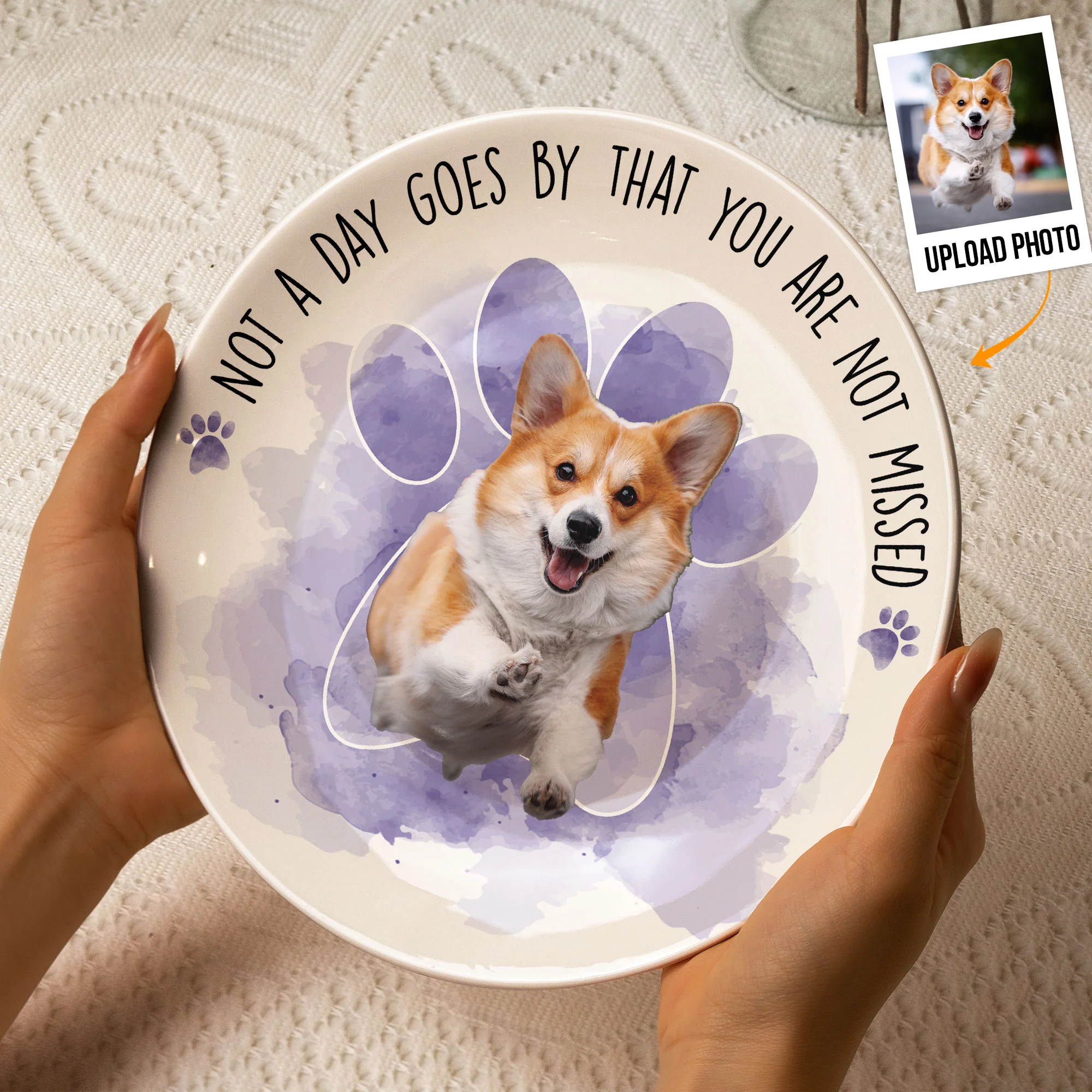 Pet Loss Custom Photo Saying Goodbye So Hard - Personalized Ceramic Photo Plate - Image 4