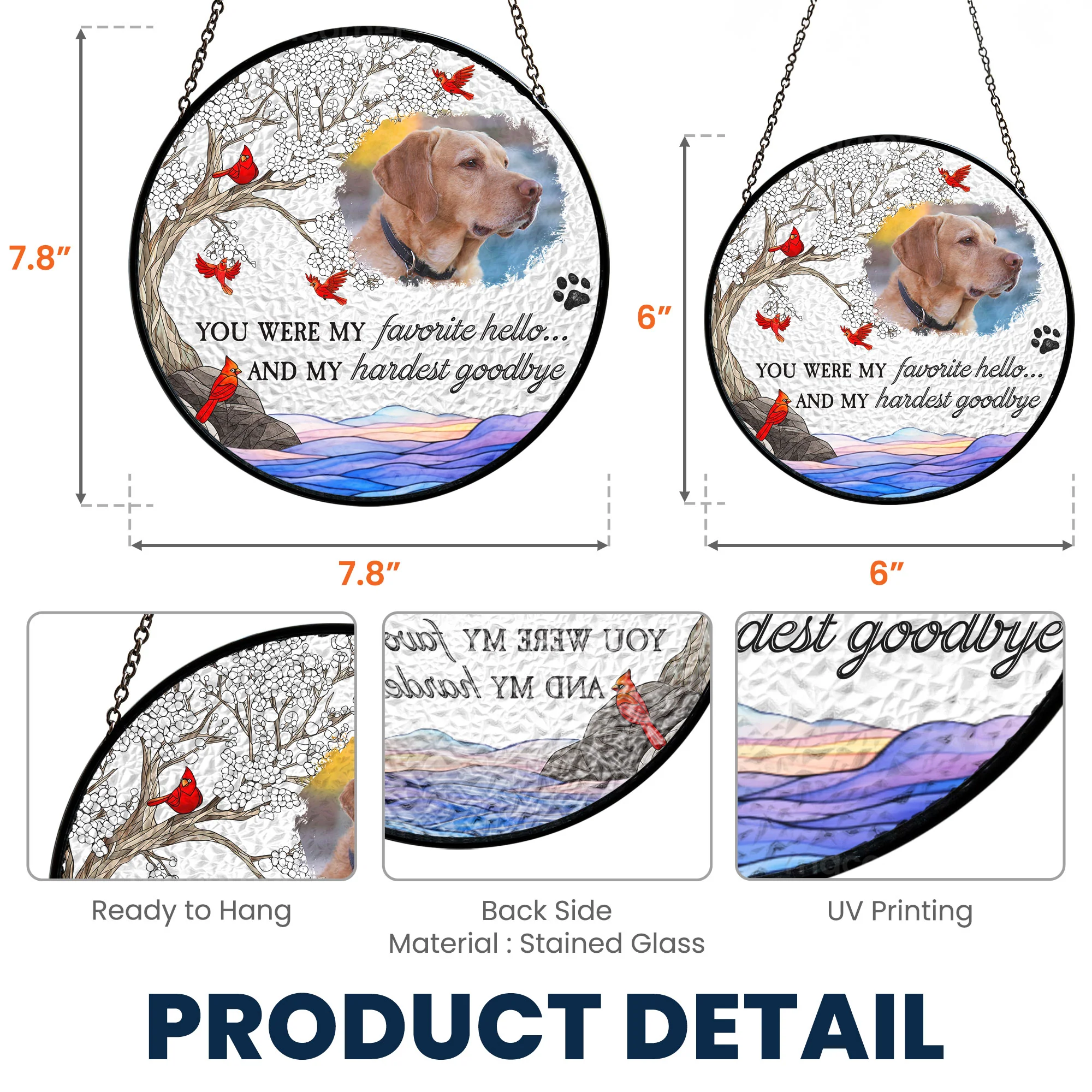 Pet Loss - Personalized Photo Stained Glass Window Hanging Suncatcher - Image 7