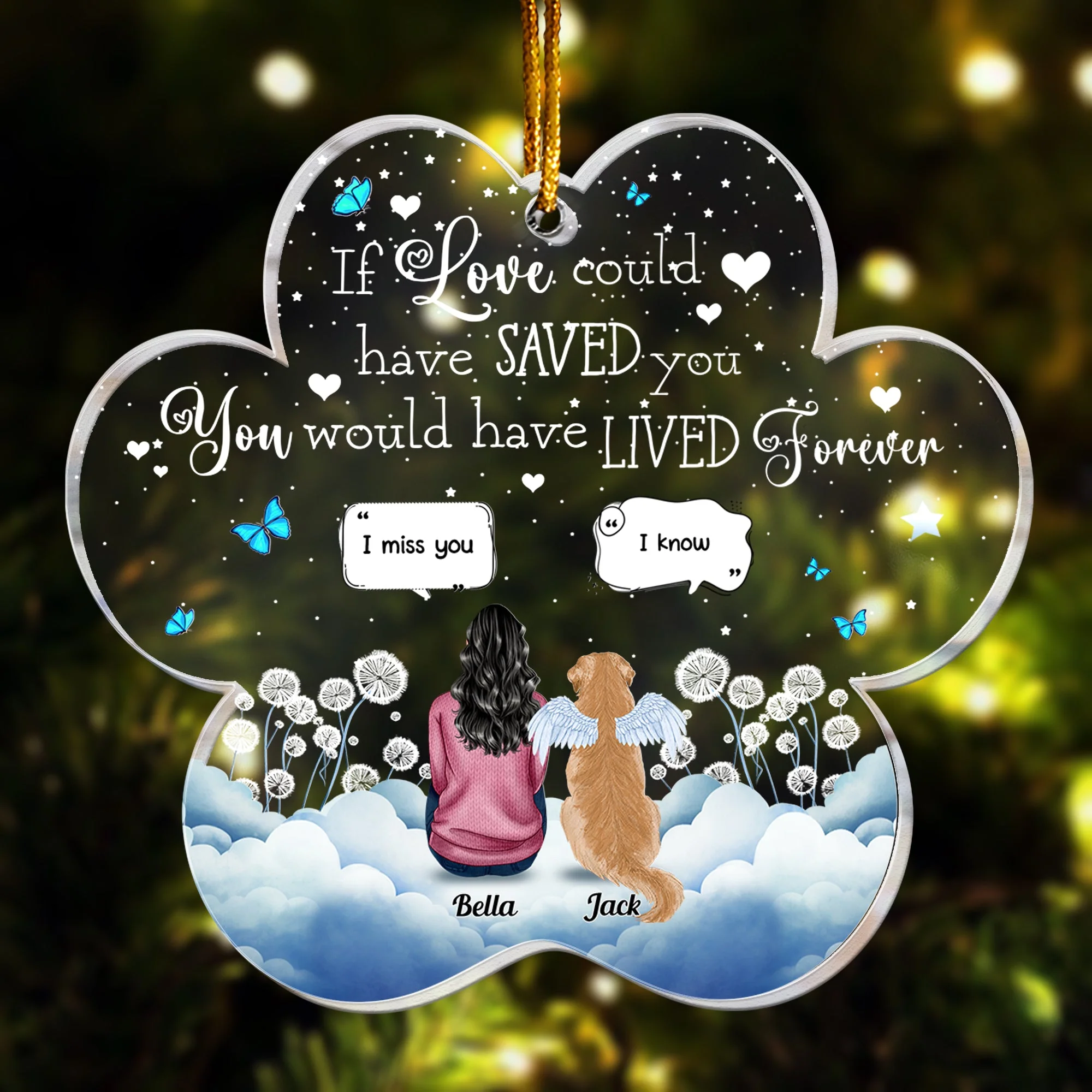 Pet Memorial Paw - Personalized Acrylic Ornament - Image 2