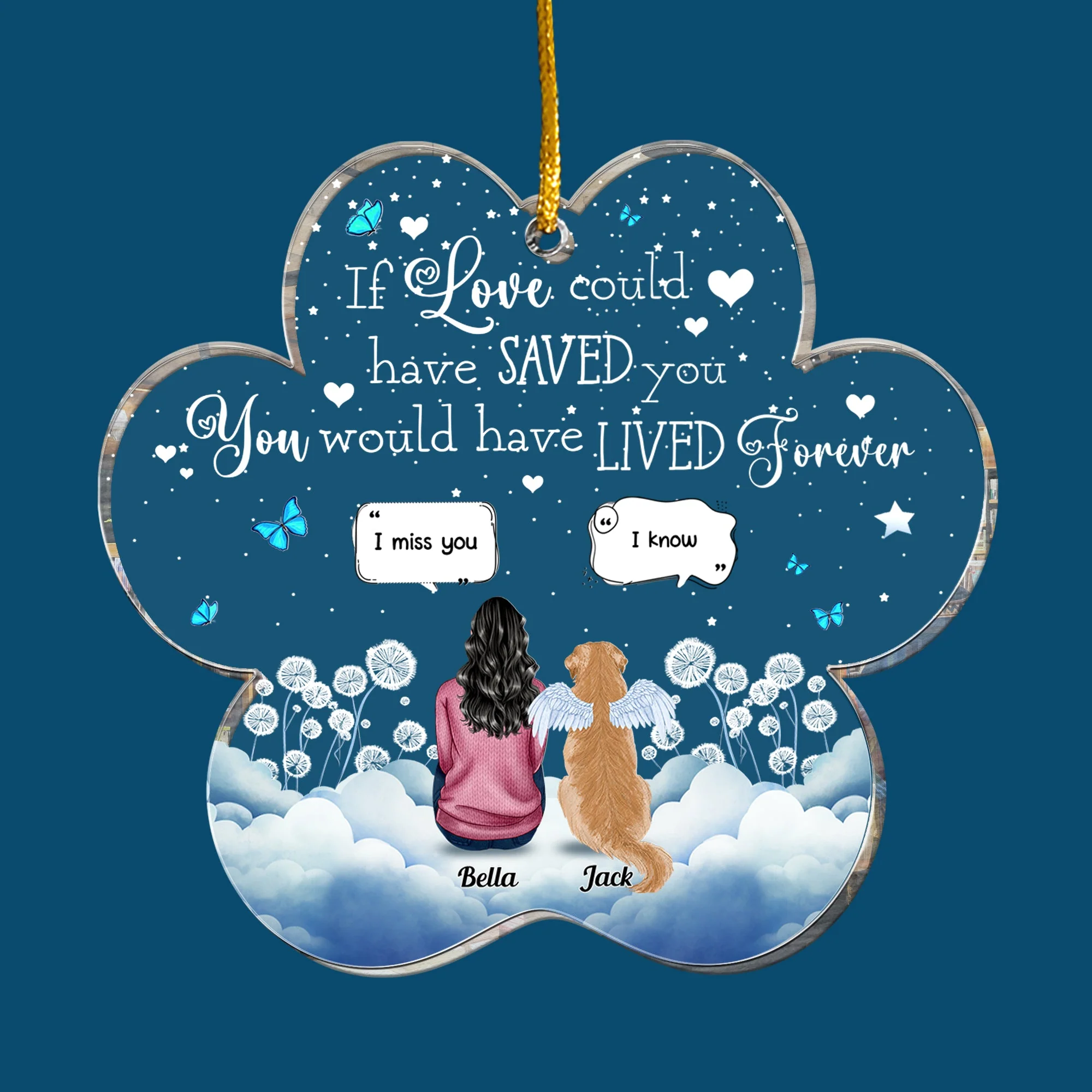 Pet Memorial Paw - Personalized Acrylic Ornament - Image 3