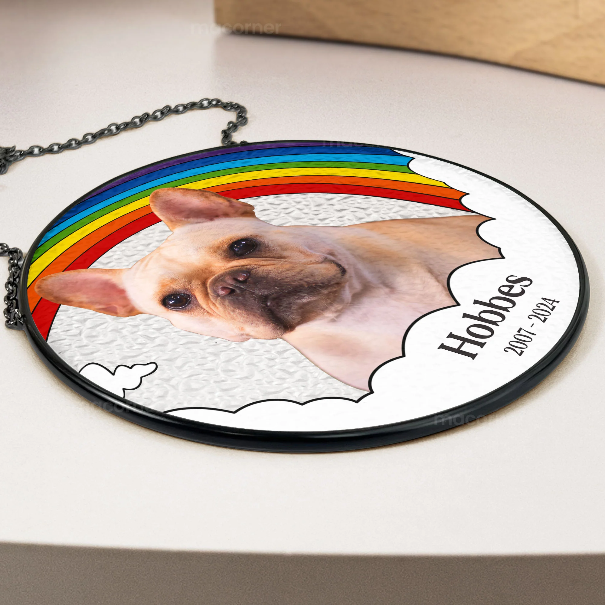 Pet Memorial Rainbow - Personalized Photo Stained Glass Window Hanging Suncatcher - Image 4