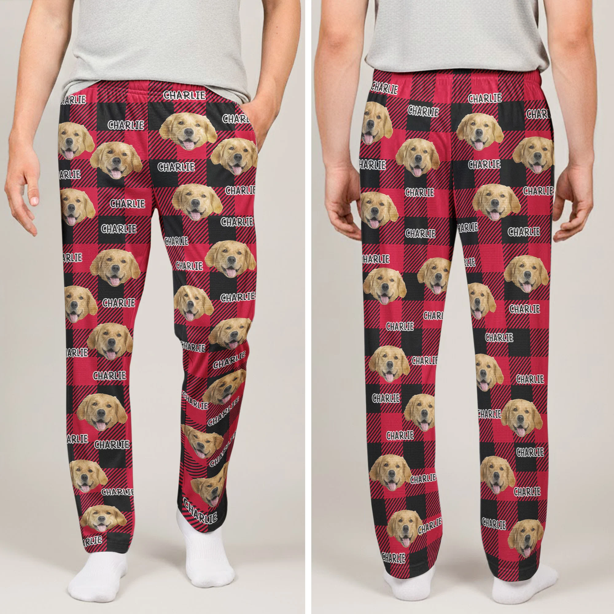 Pet Pattern - Personalized Photo Sweatpants, Lounge Pants With Pockets - Image 4