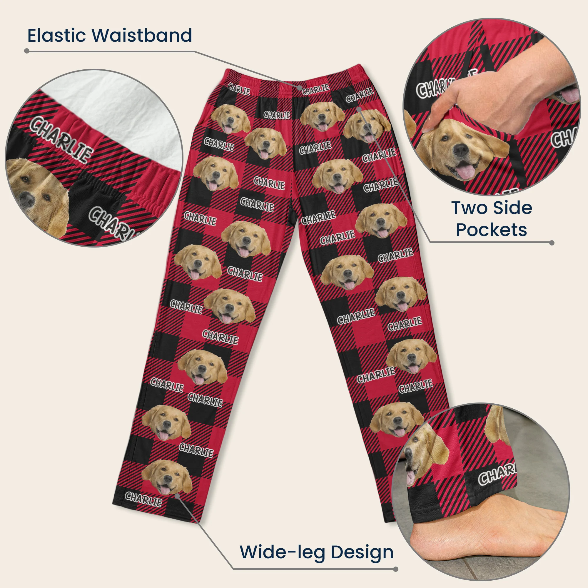Pet Pattern - Personalized Photo Sweatpants, Lounge Pants With Pockets - Image 7