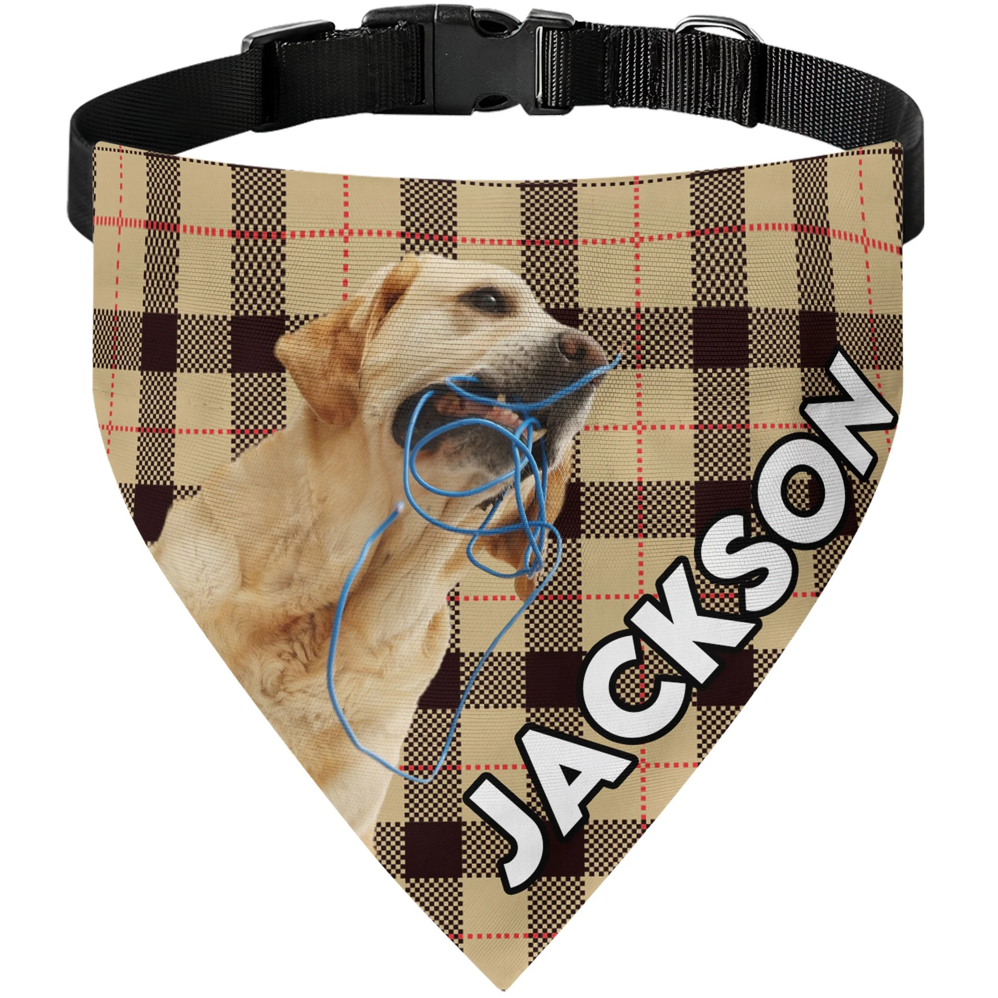 Pet Plaid Custom Photo - Personalized Photo Dog Bandana Collar - Image 6