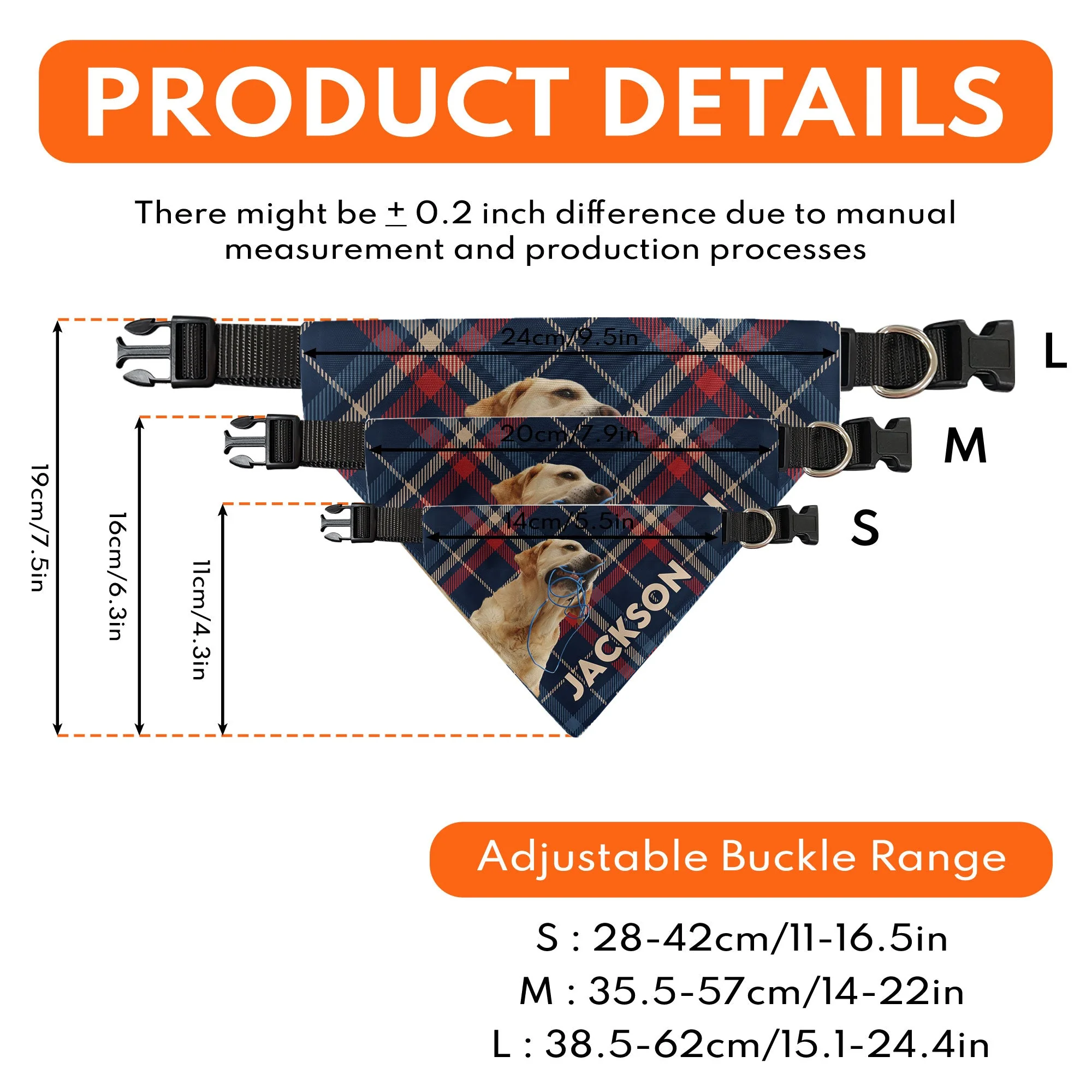Pet Plaid Custom Photo - Personalized Photo Dog Bandana Collar - Image 9