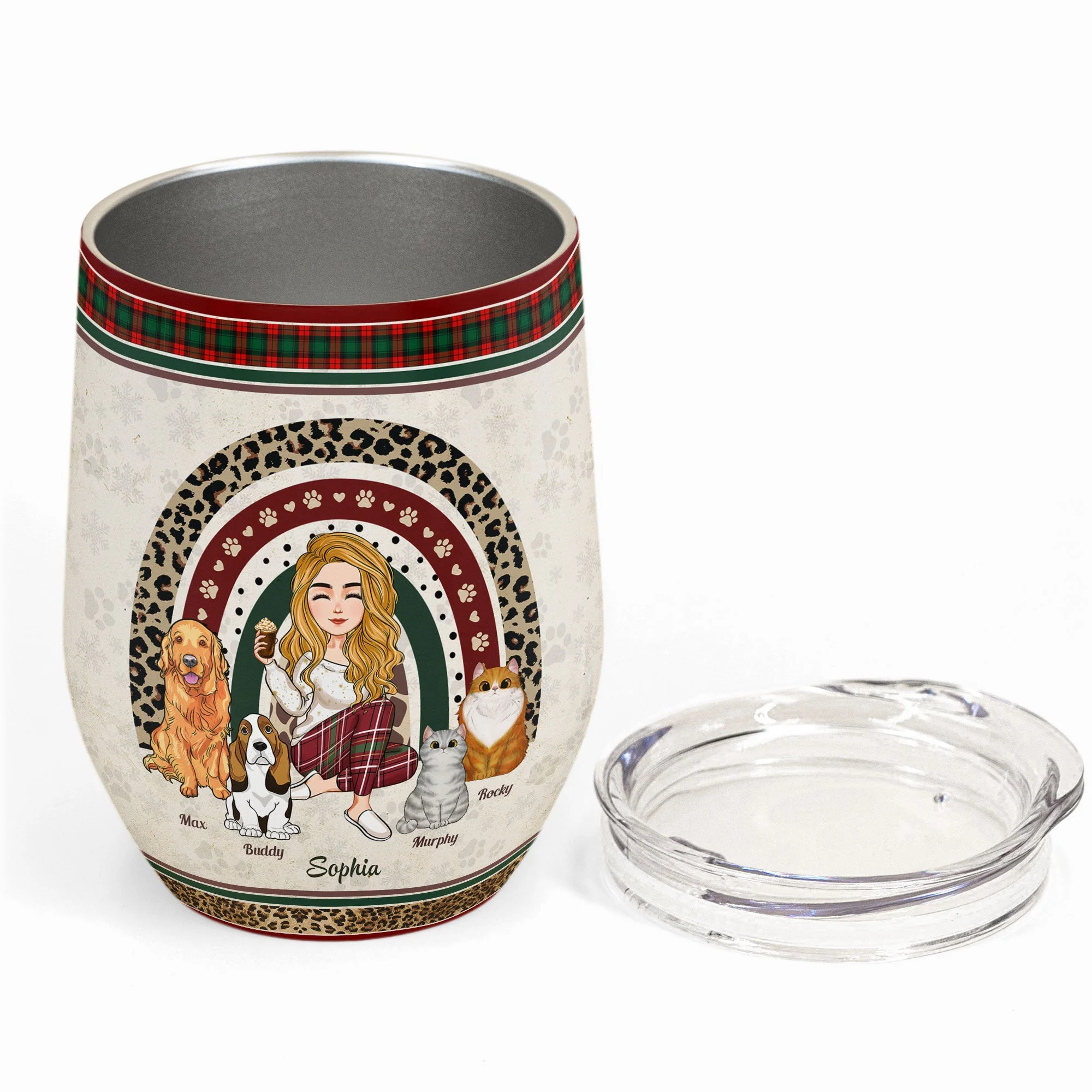 Pets And Christmas - Personalized Wine Tumbler - Christmas, New Year, Birthday Gift For Dog Mom, Cat Mom, Pet Lover, Pet Owner - Image 2