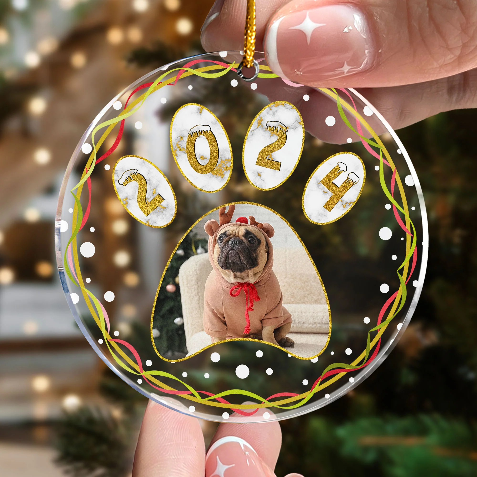 Pet's First Christmas - Personalized Acrylic Photo Ornament - Image 2